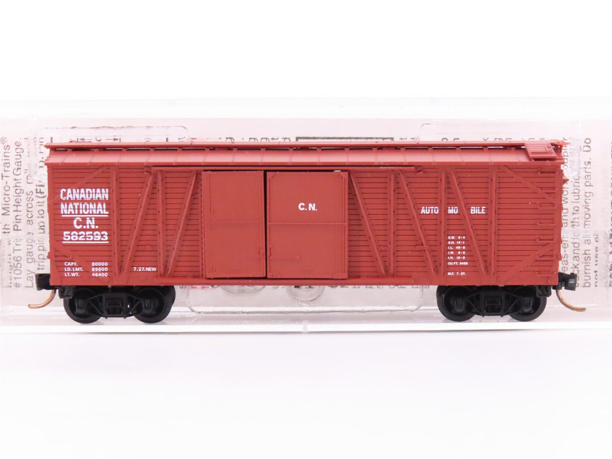 N Scale Micro-Trains MTL 40010 CN Canadian National 40&#39; Braced Boxcar #582593