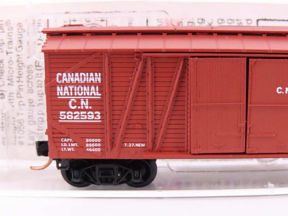 N Scale Micro-Trains MTL 40010 CN Canadian National 40&#39; Braced Boxcar #582593