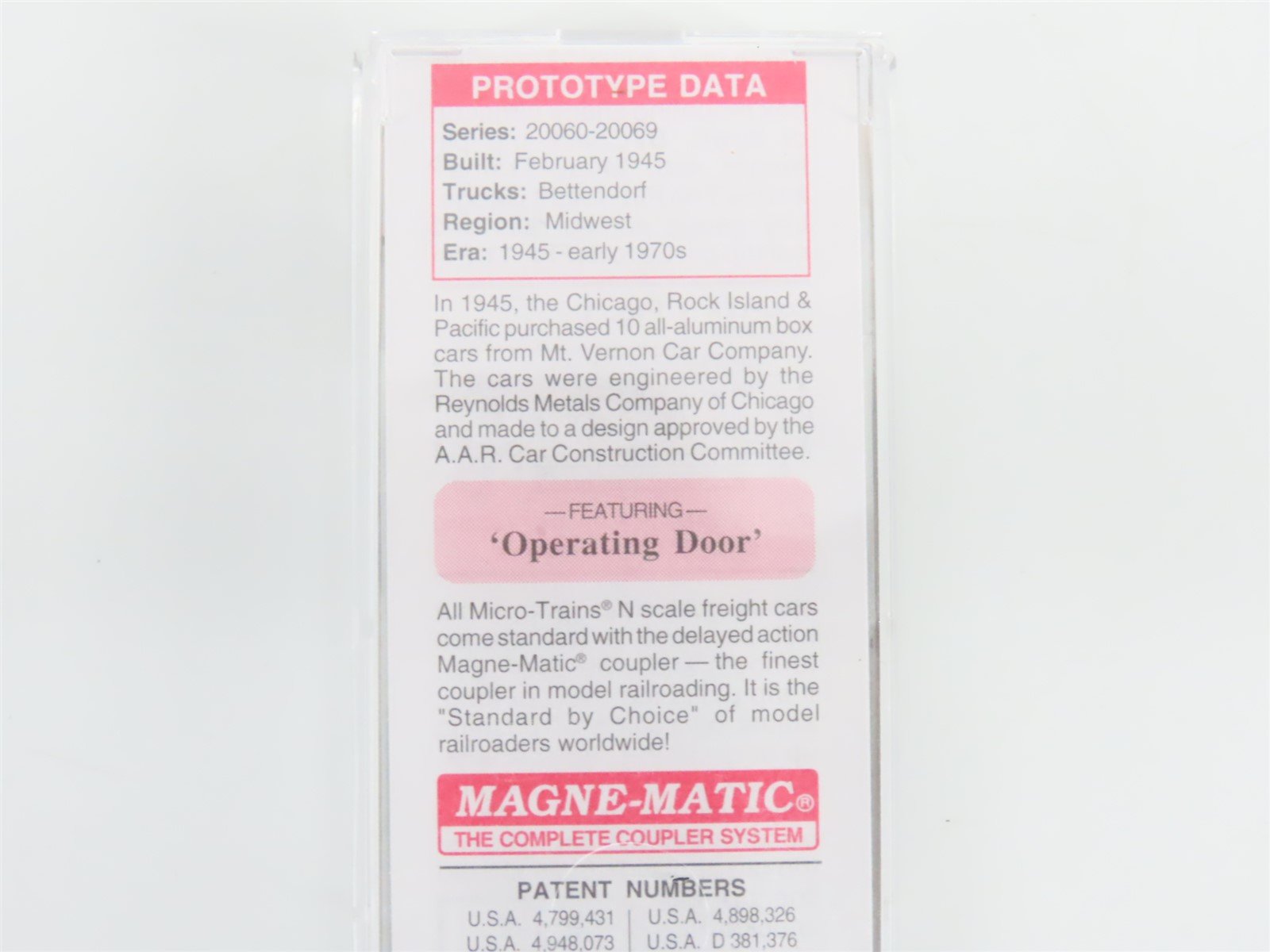 N Scale Micro-Trains MTL 20676 RI Rock Island Rockets 40' Box Car #20060