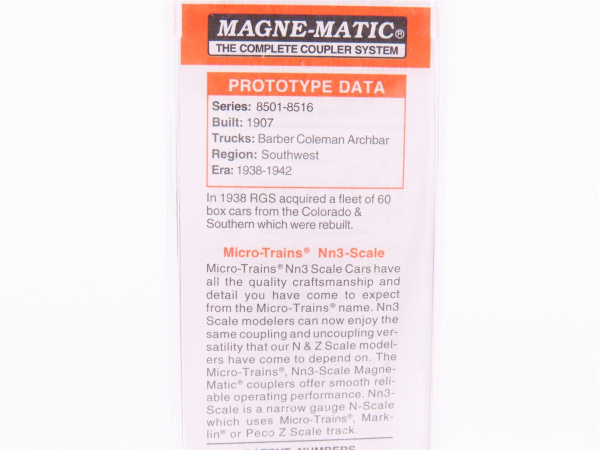 Nn3 Scale Micro-Trains MTL 80000130 RGS Rio Grande Southern 30&#39; Boxcar #8506