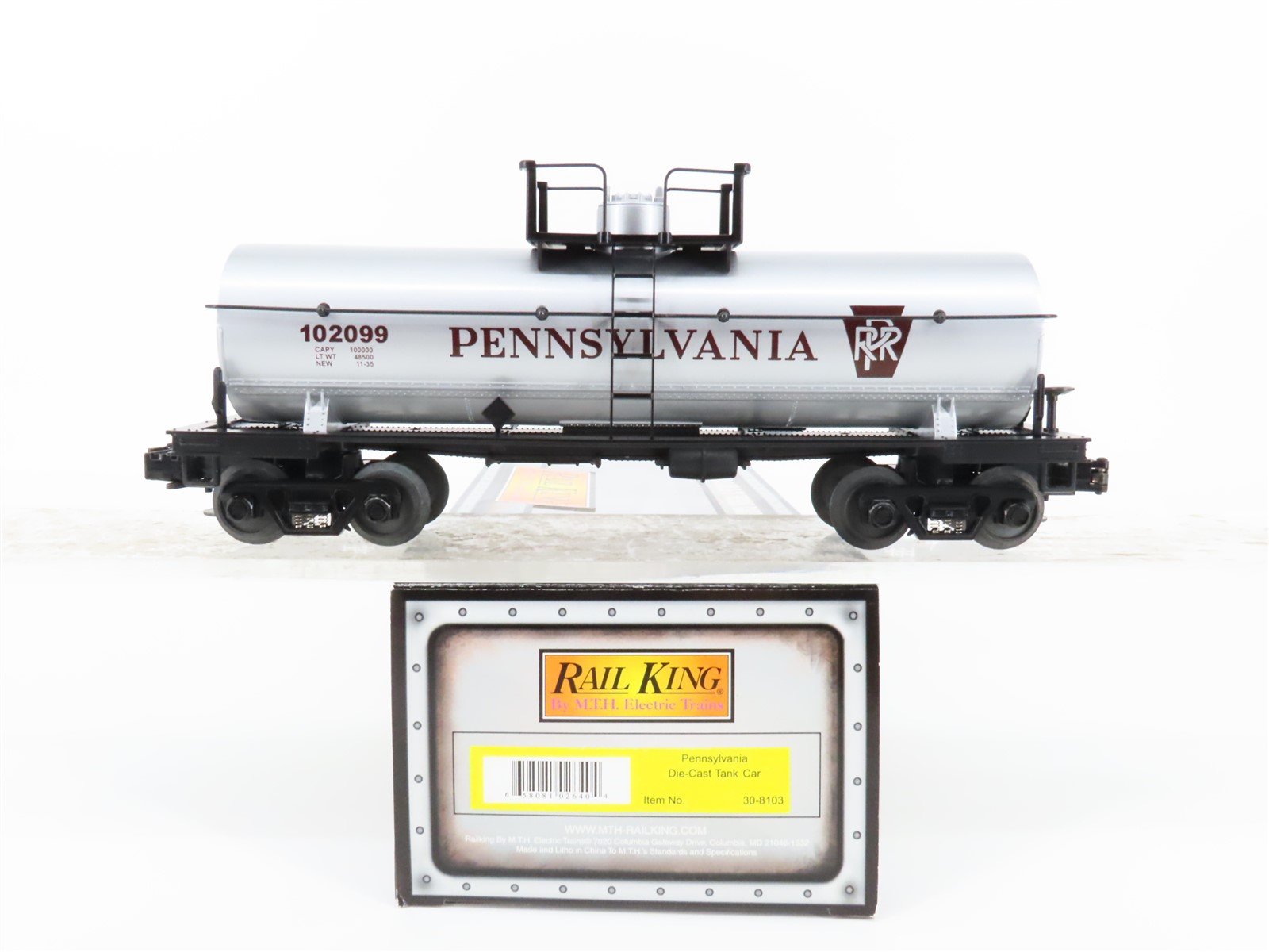 O Gauge 3-Rail MTH Rail King 30-8103 Die-Cast PRR Pennsylvania Tank Car #102099