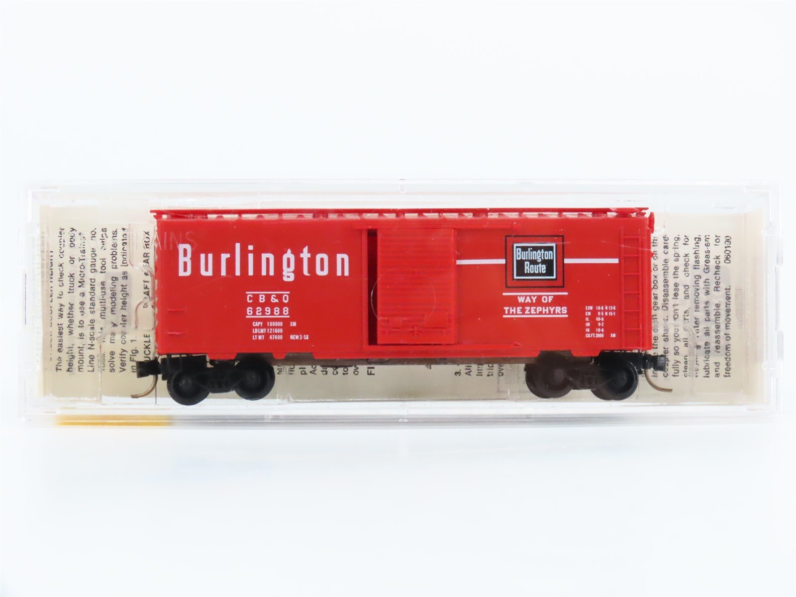 N Scale Micro-Trains MTL 20170 CB&Q Burlington Route 40' Box Car #62988