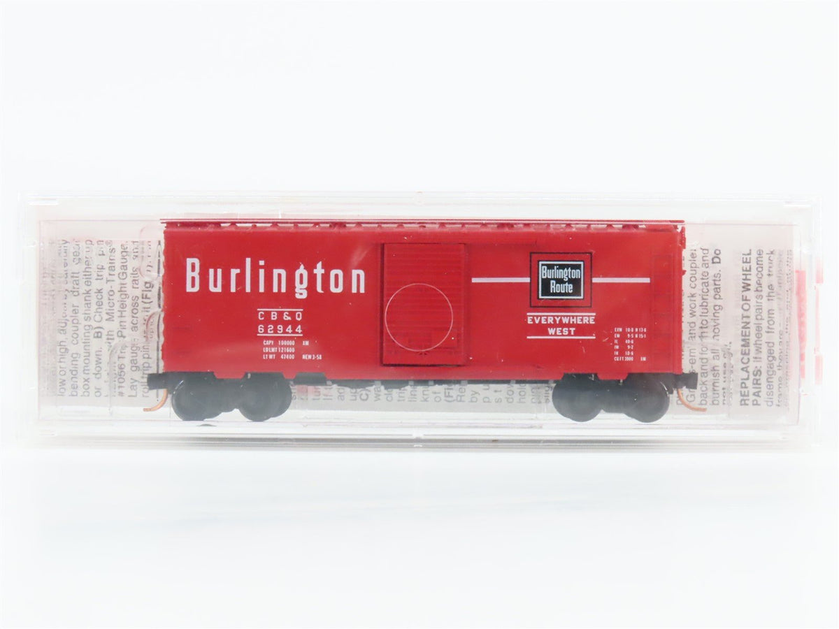 N Scale Micro-Trains MTL 20170 CB&amp;Q Burlington Route 40&#39; Box Car #62944