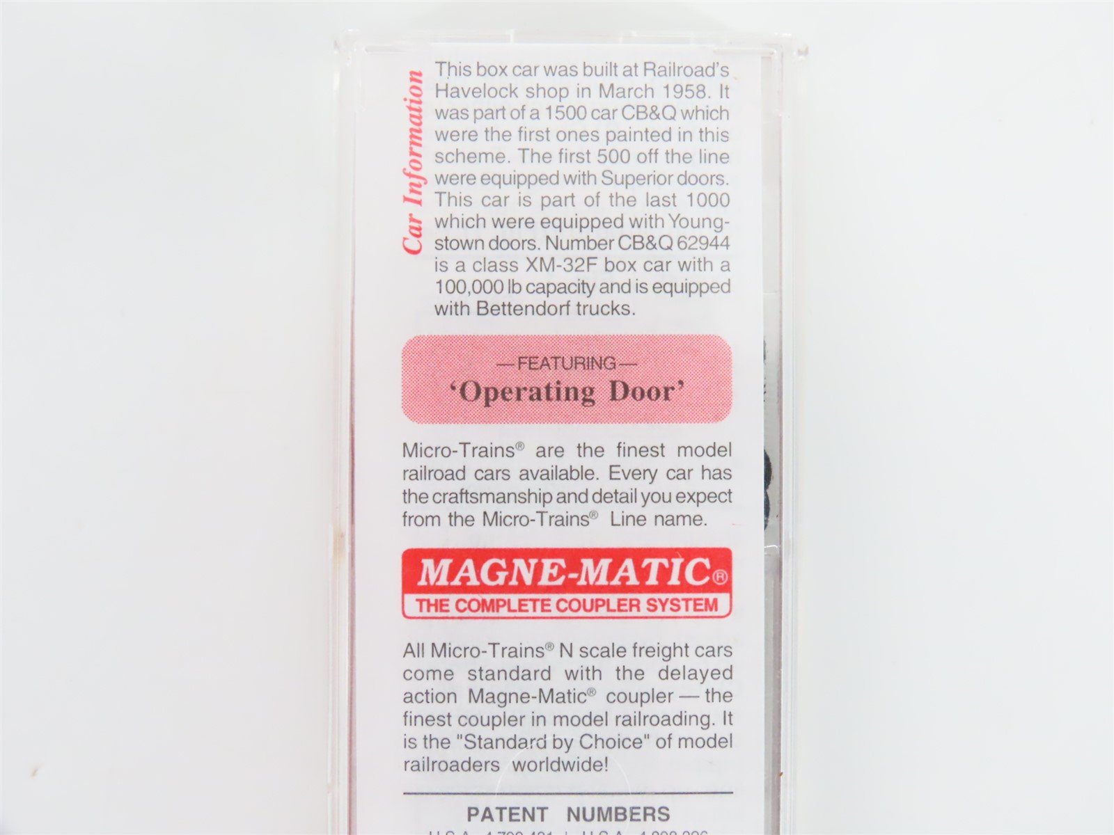 N Scale Micro-Trains MTL 20170 CB&Q Burlington Route 40' Box Car #62944