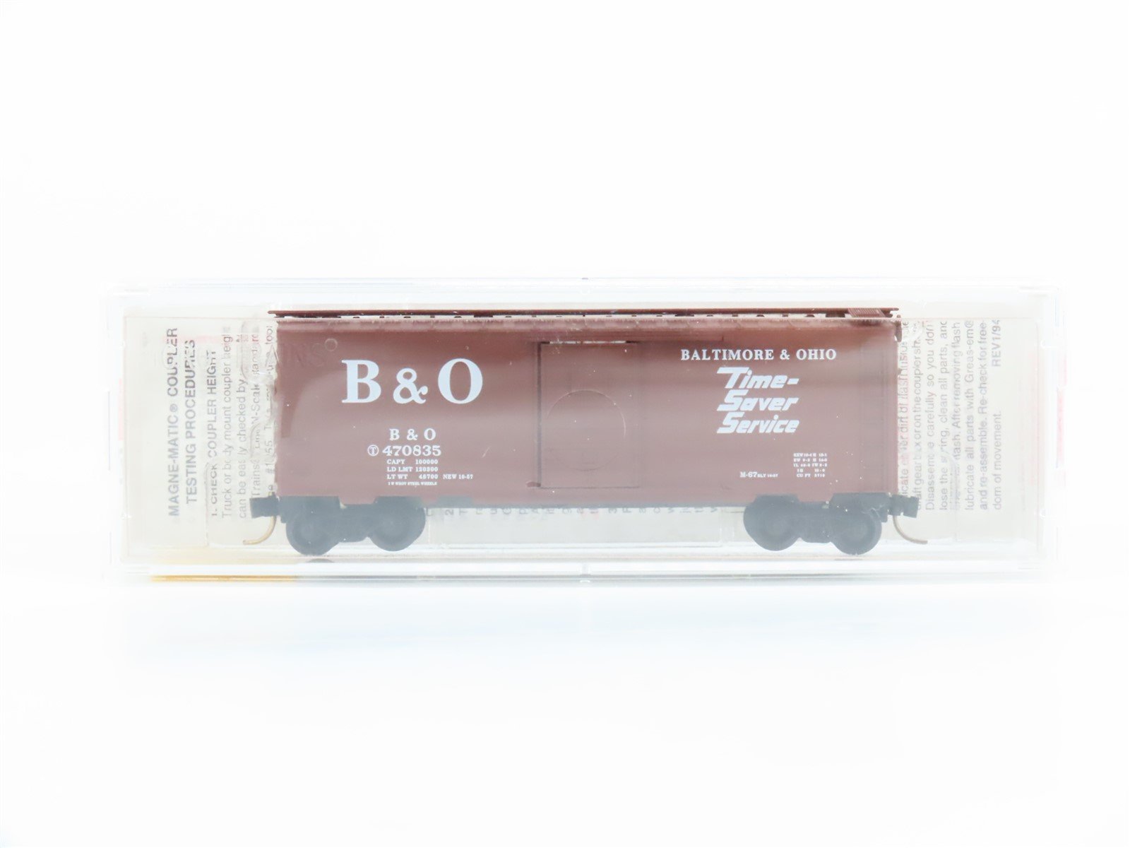 N Scale Micro-Trains MTL 20346/3 B&O Baltimore & Ohio 40' Box Car #470835