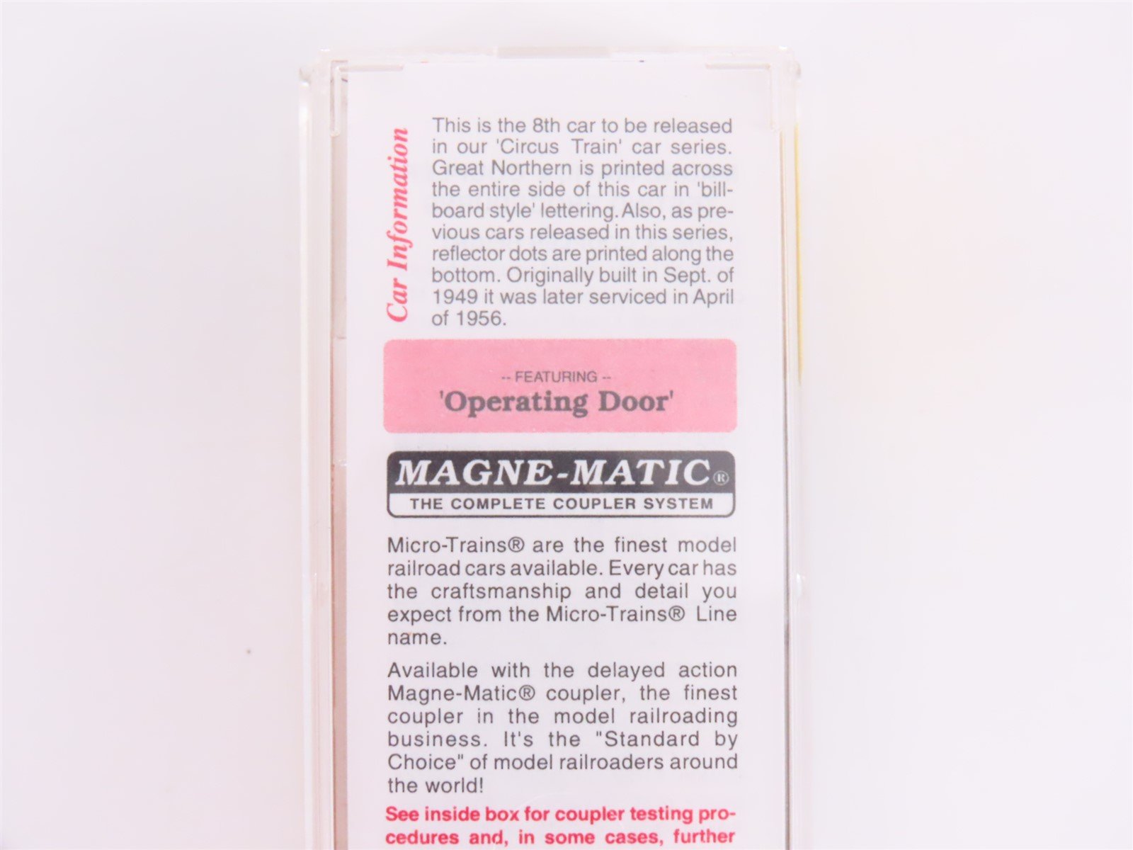 N Scale Micro-Trains MTL 20166 GN Great Northern Circus Train 40' Box Car #19038