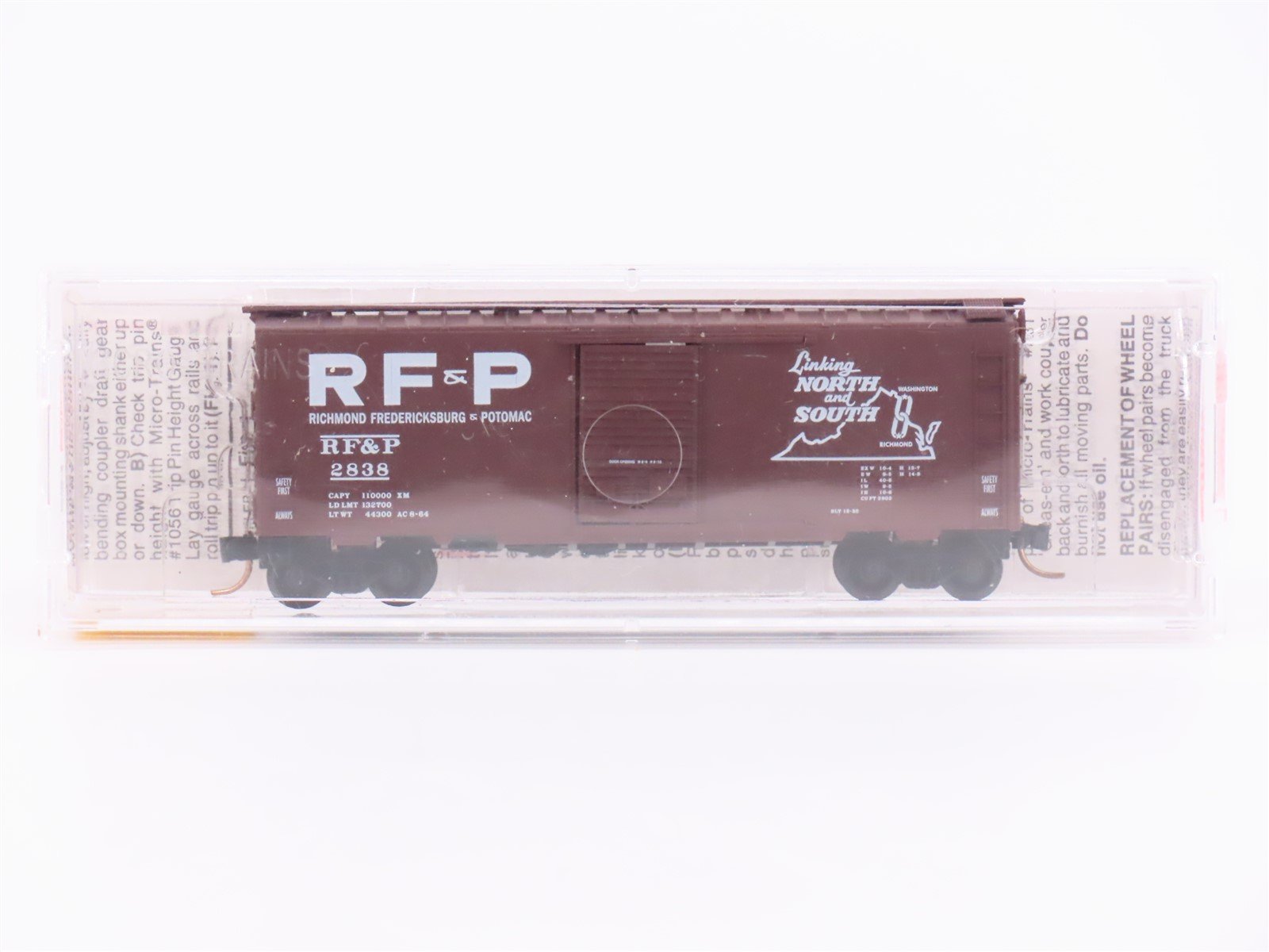 N Micro-Trains MTL 20516 RFP Richmond Fredericksburg & Potomac Box Car #2838