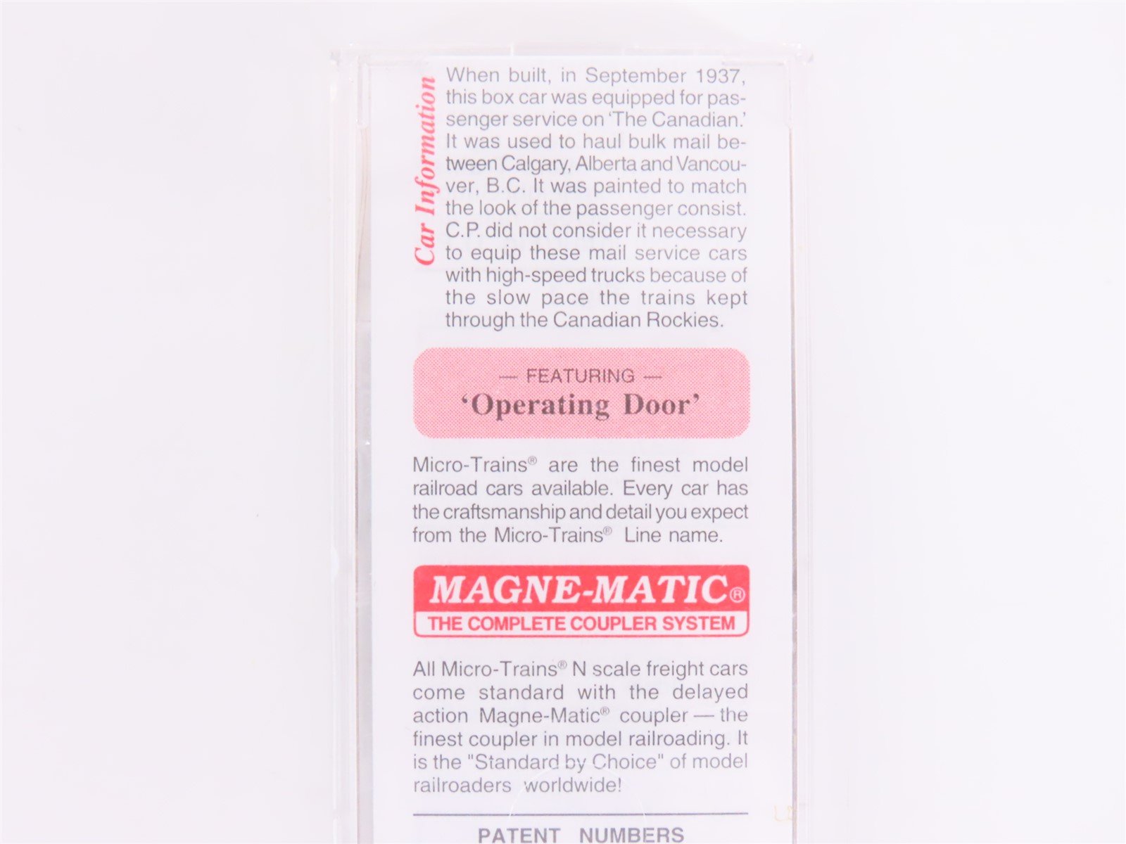 N Scale Micro-Trains MTL 20546 CP Canadian Pacific 40' Single Door Box Car #4901