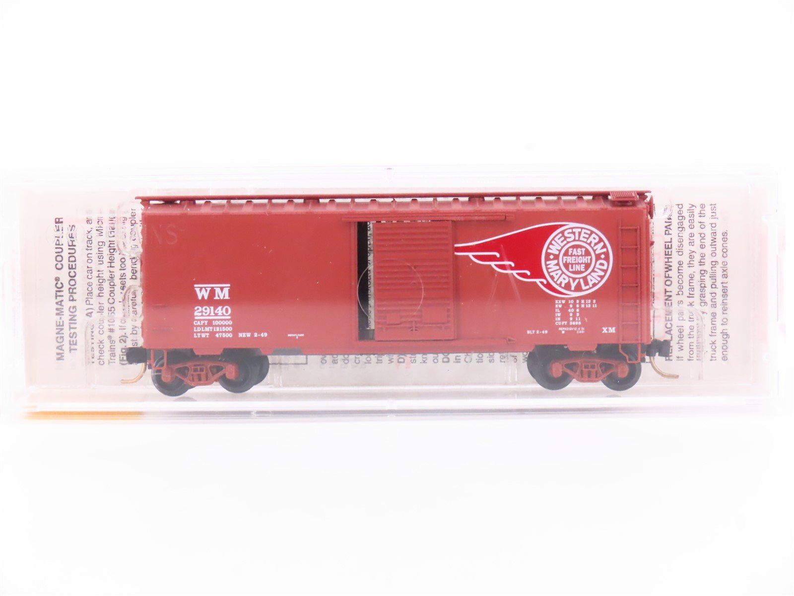 N Scale Micro-Trains MTL 20396 WM Western Maryland Railroad 40' Box Car #29140