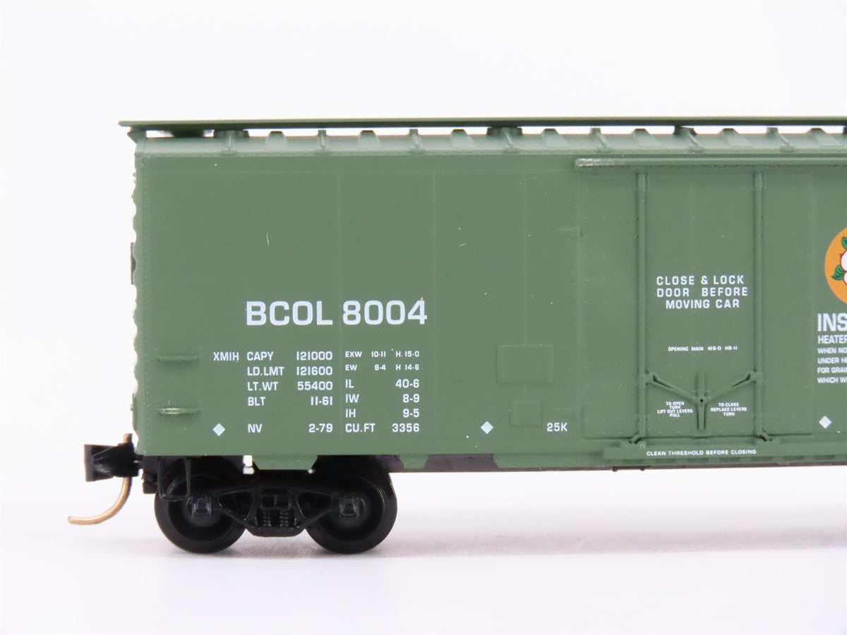 N Scale Micro-Trains MTL 21230 BCOL British Columbia Railway 40&#39; Box Car #8004