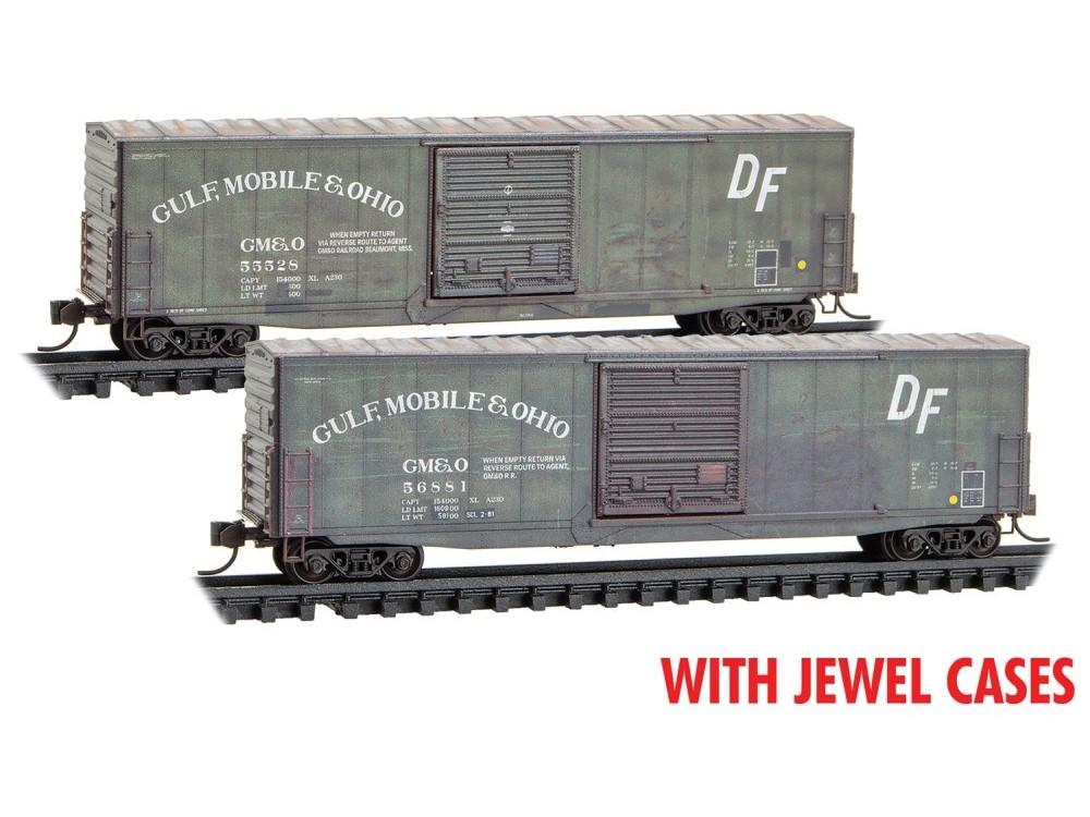 N Micro-Trains MTL 98305082 GM&amp;O 50&#39; Box Cars 2-Pack - Weathered &amp; Graffiti