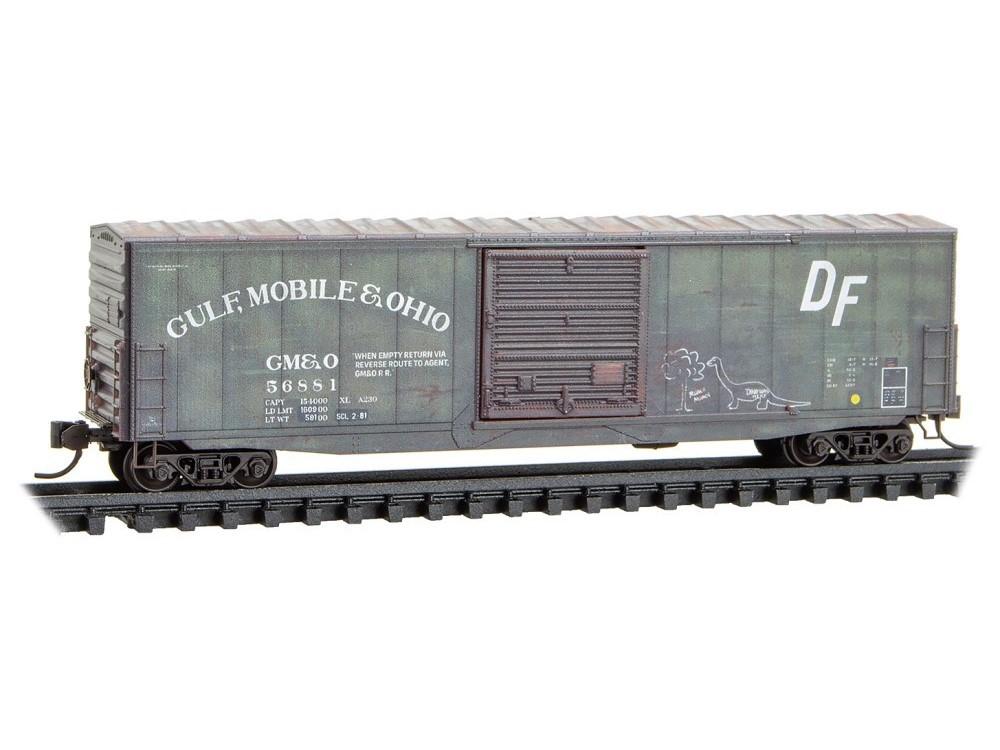 N Micro-Trains MTL 98305082 GM&amp;O 50&#39; Box Cars 2-Pack - Weathered &amp; Graffiti