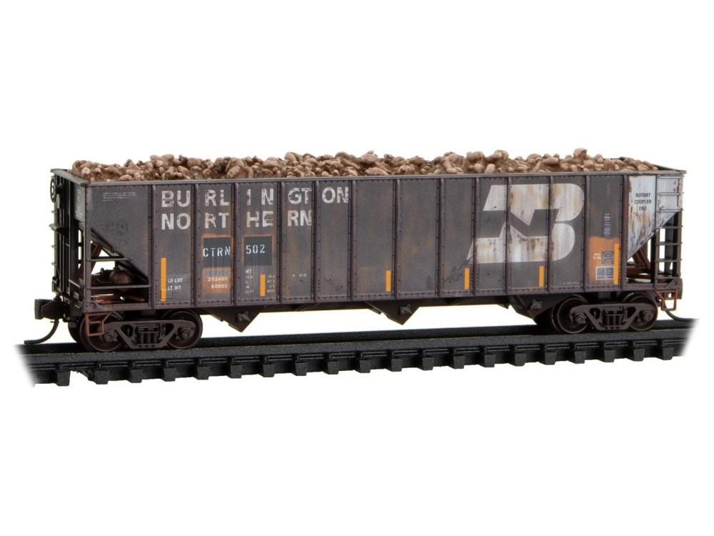 N Micro-Trains MTL 98305075 CTRN/ex-BN 3-Bay Hoppers 4-Pack w/ Load - Weathered