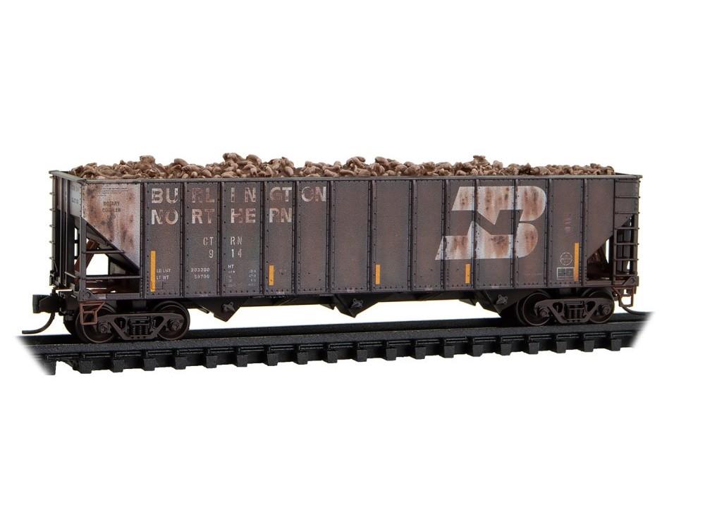 N Micro-Trains MTL 98305075 CTRN/ex-BN 3-Bay Hoppers 4-Pack w/ Load - Weathered