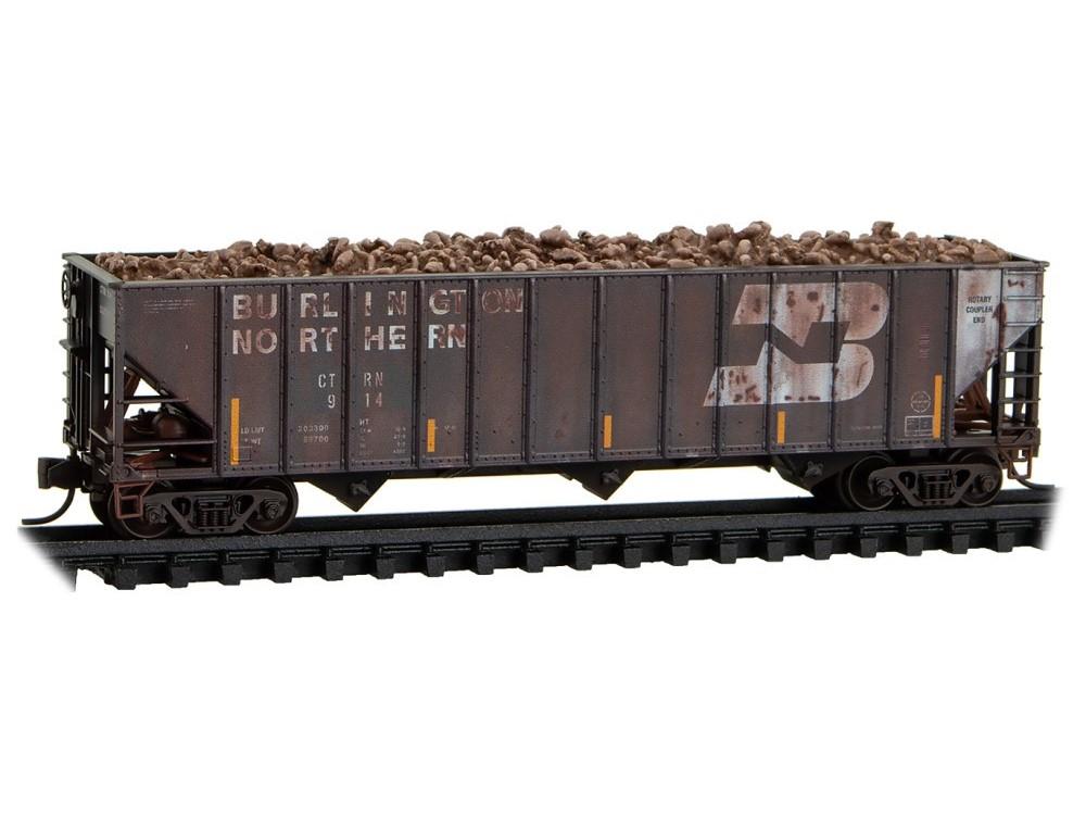 N Micro-Trains MTL 98305075 CTRN/ex-BN 3-Bay Hoppers 4-Pack w/ Load - Weathered