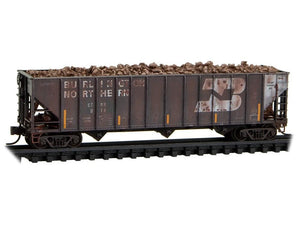 N Micro-Trains MTL 98305075 CTRN/ex-BN 3-Bay Hoppers 4-Pack w/ Load - Weathered