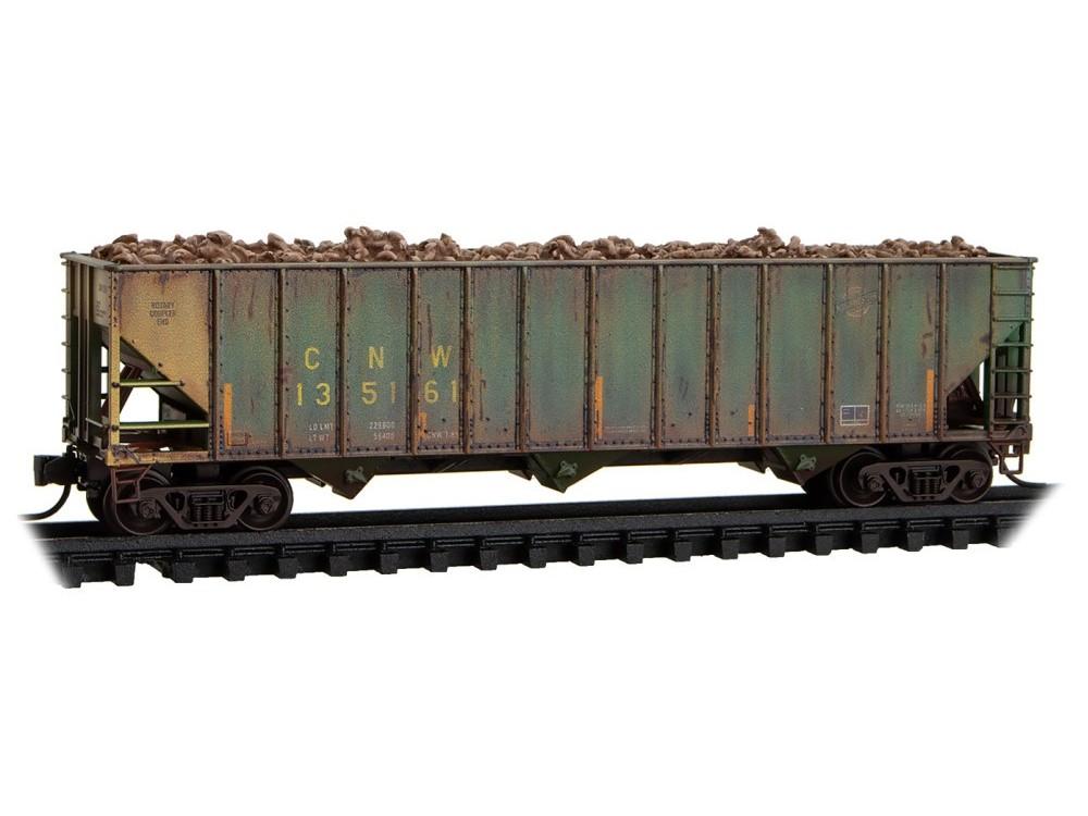 N Micro-Trains MTL 98305075 CTRN/ex-BN 3-Bay Hoppers 4-Pack w/ Load - Weathered