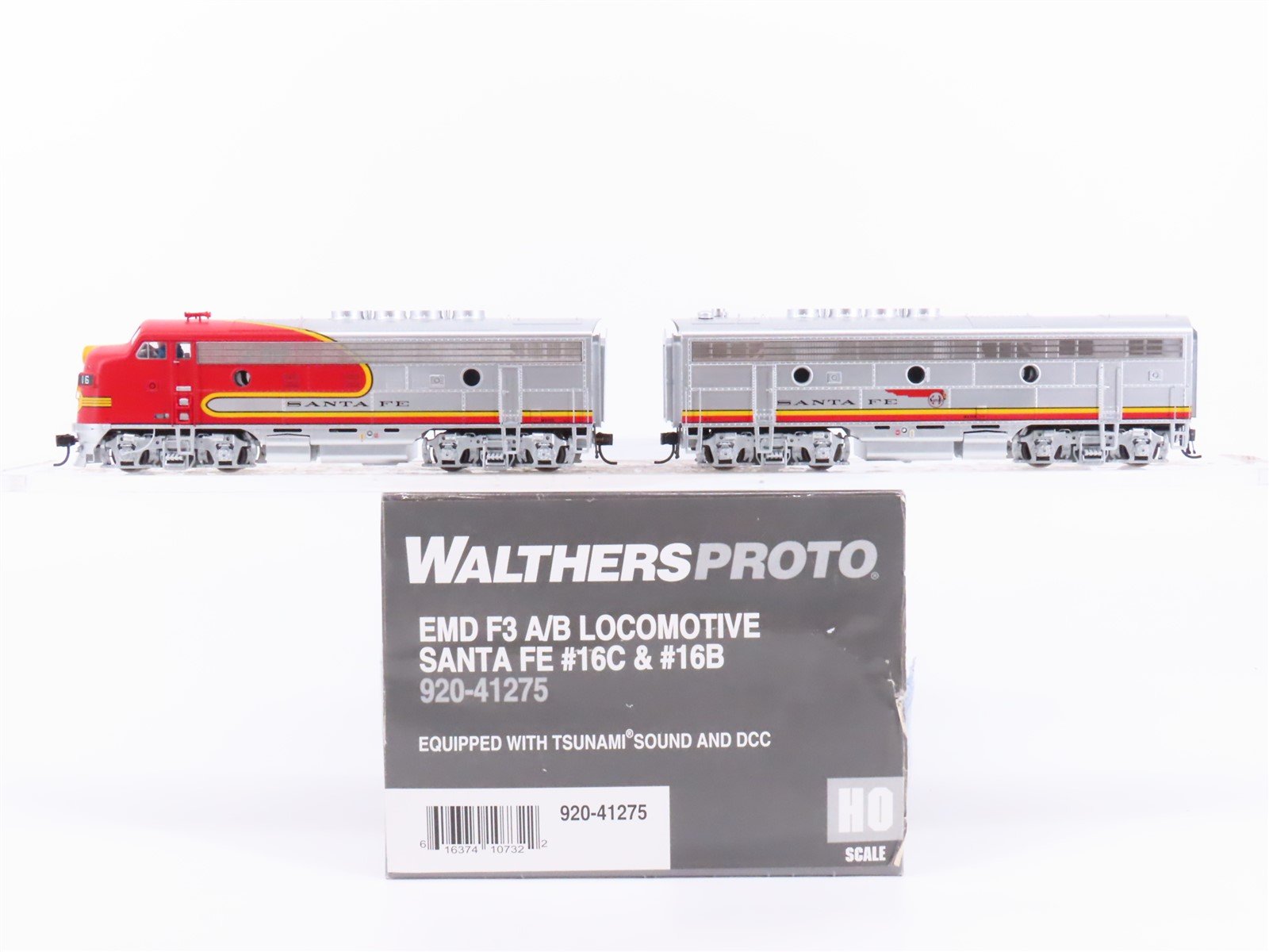 HO Walthers Proto 920-41275 ATSF "Warbonnet" EMD F3A/B Diesel Set w/ DCC & Sound