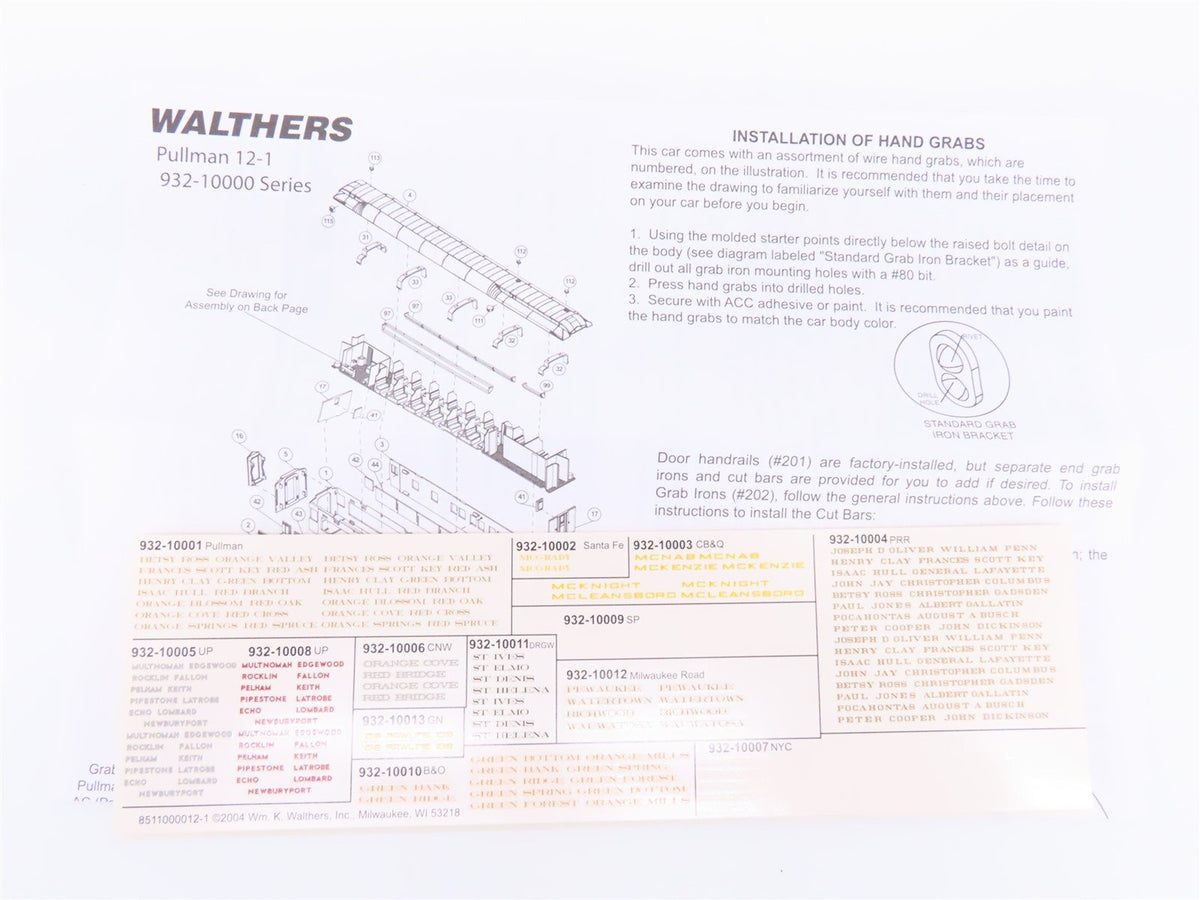 HO Walthers Classic 932-10001 Pullman HW 12-1 Plan 3410A Passenger Car