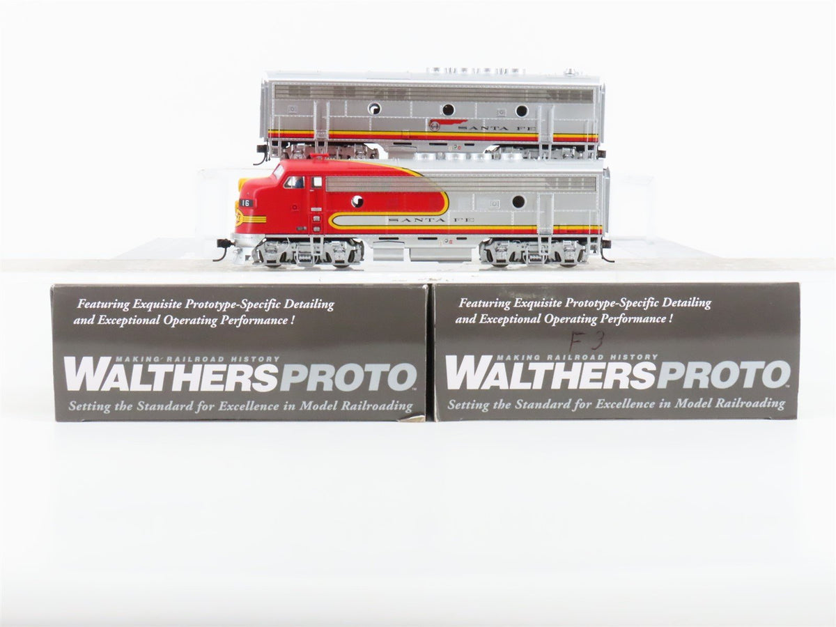 HO Walthers Proto ATSF &quot;Warbonnet&quot; EMD F3A/B Diesel Set #16L/16A w/ DCC &amp; Sound