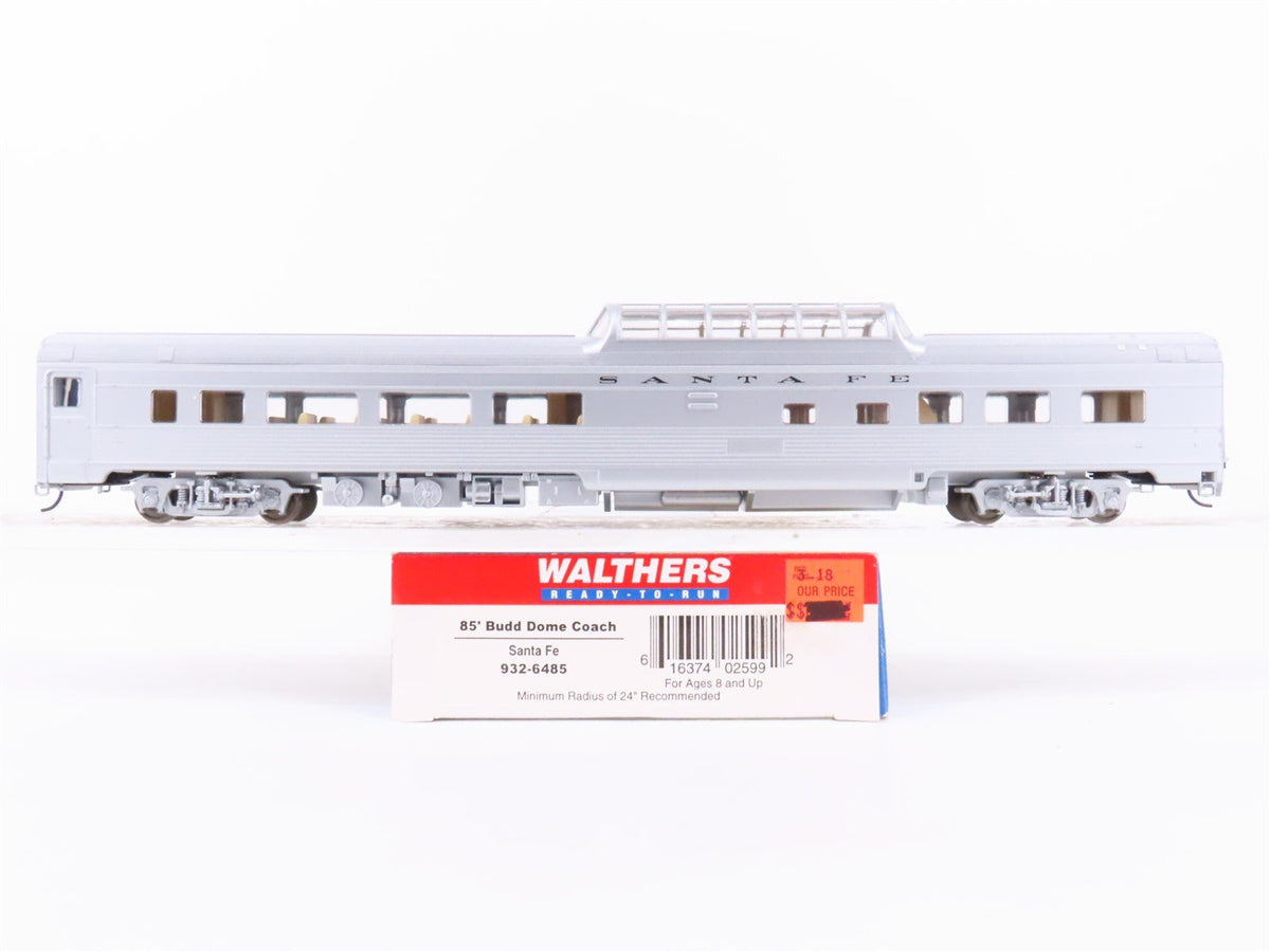 HO Scale Walthers 932-6485 ATSF Santa Fe 85&#39; Budd Dome Coach Passenger Car