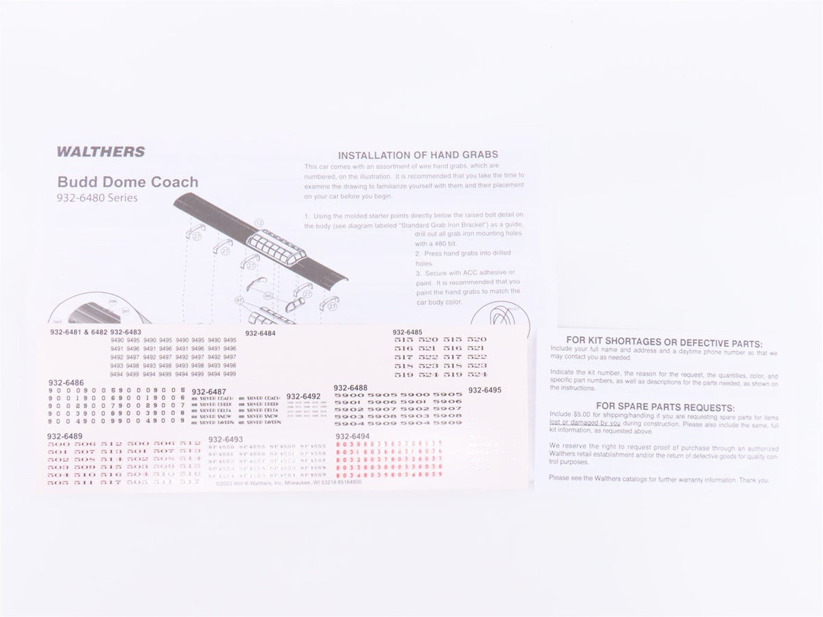 HO Scale Walthers 932-6485 ATSF Santa Fe 85&#39; Budd Dome Coach Passenger Car