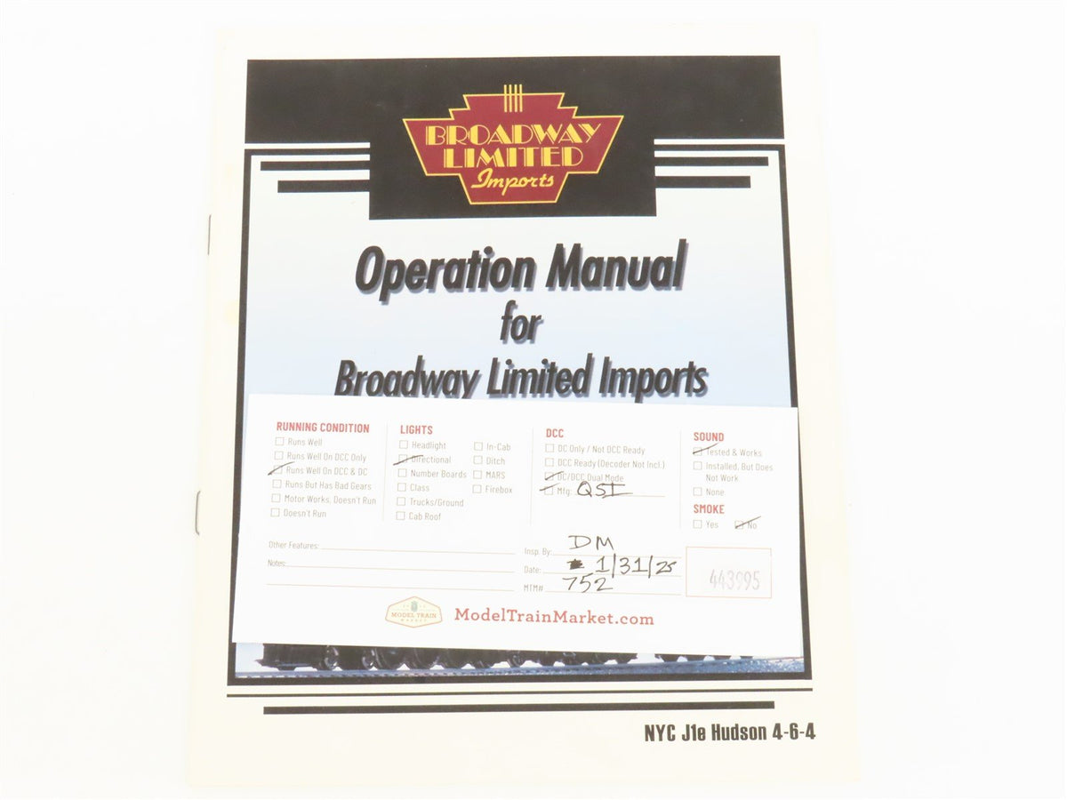 HO Scale Broadway Limited BLI 003 Unlettered 4-6-4 J1e Steam w/ DCC &amp; Sound