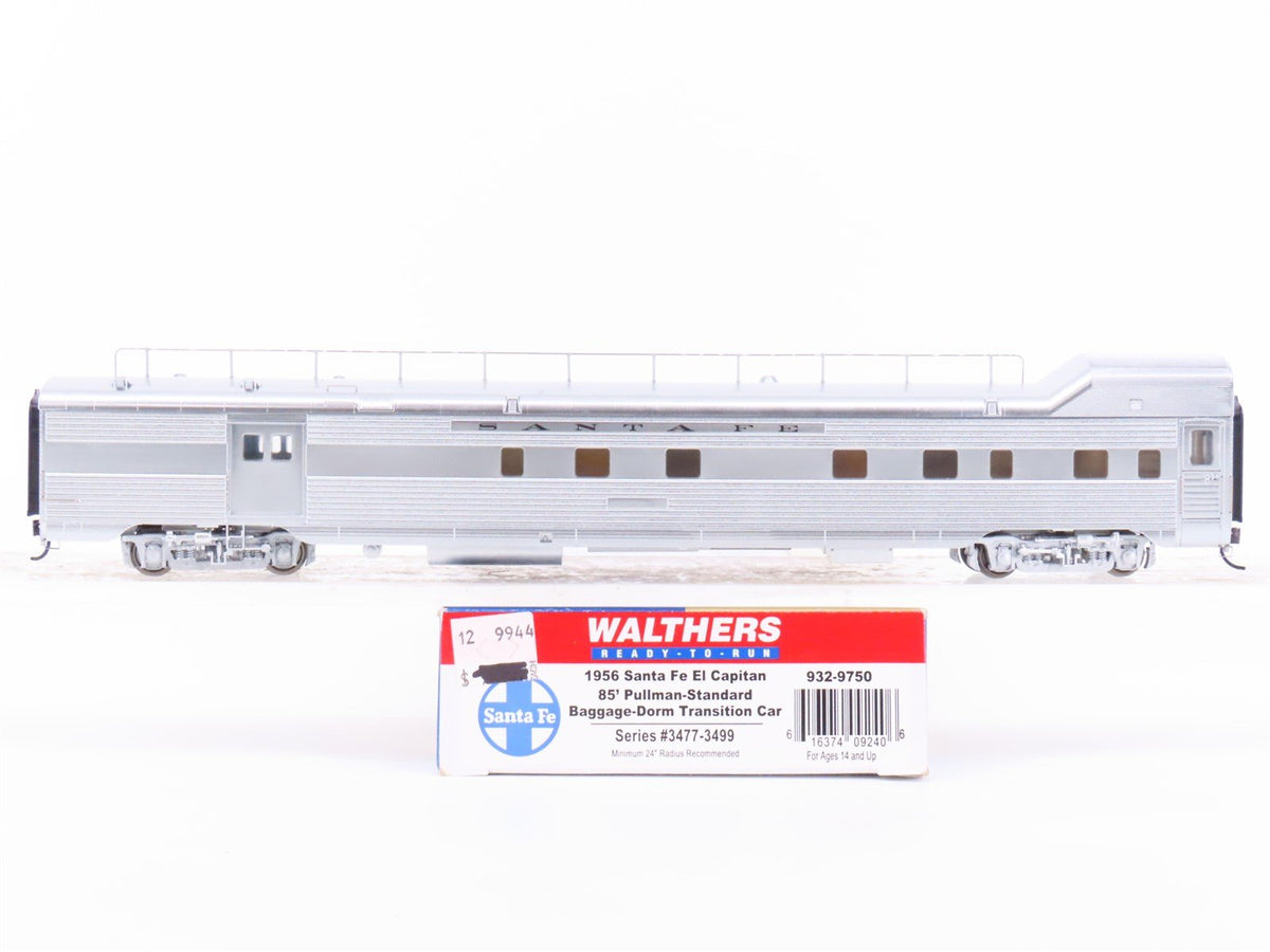 HO Scale Walthers 932-9750 ATSF Santa Fe 85&#39; P-S Baggage-Dorm Passenger Car