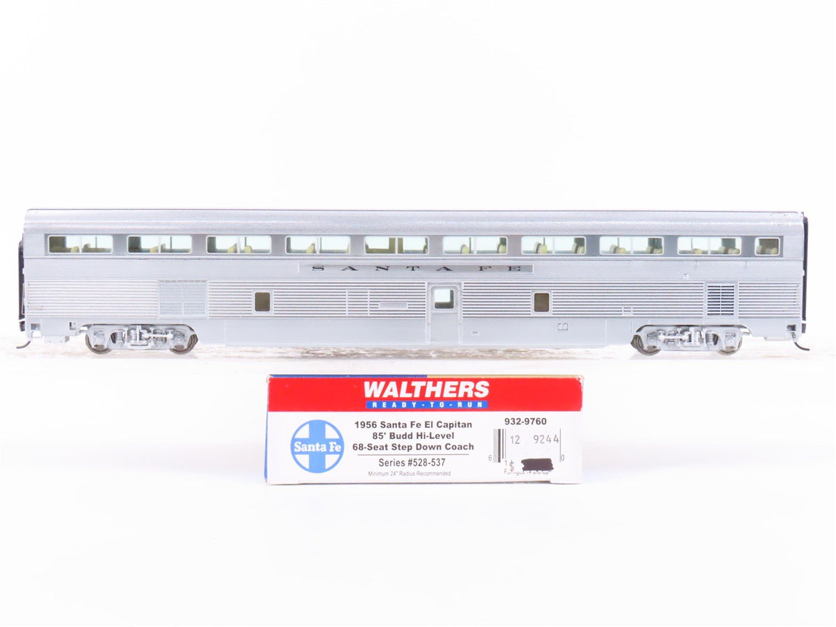 HO Scale Walthers 932-9760 ATSF Santa Fe 85&#39; Budd Hi-Level Coach Passenger Car