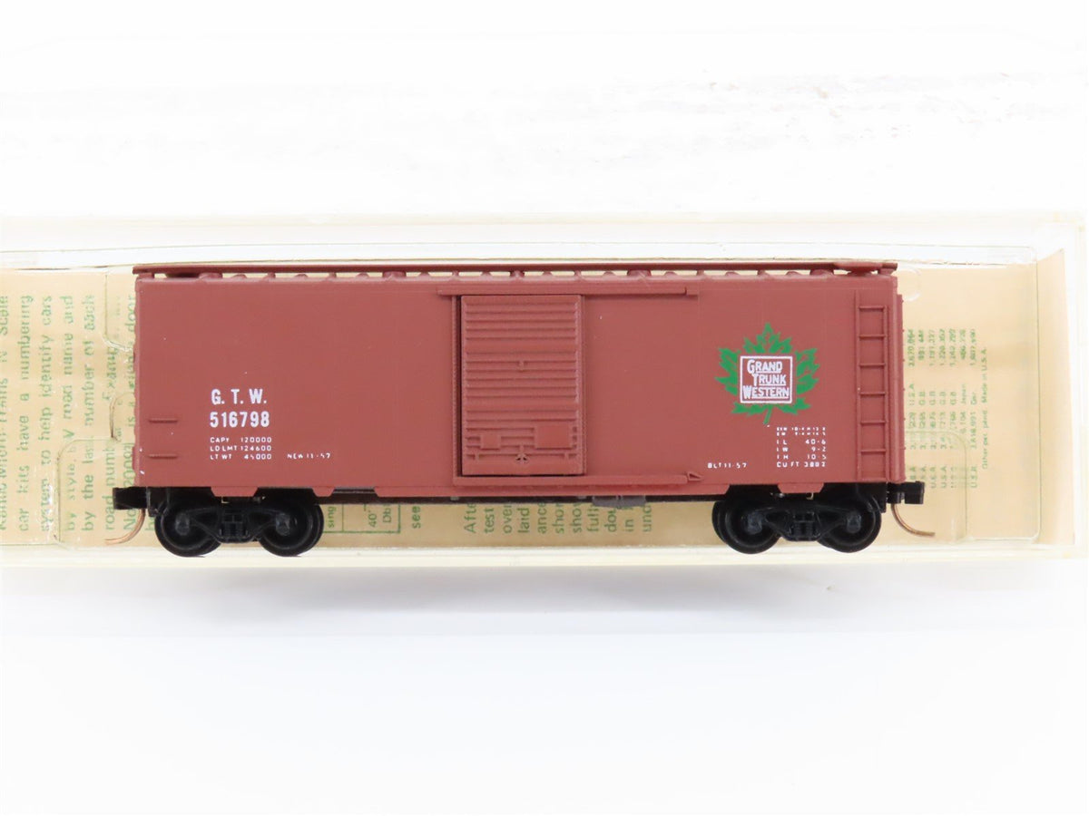 N Scale Kadee Micro-Trains MTL 20018 GTW Railroad 40&#39; Box Car #516798 Blue Label