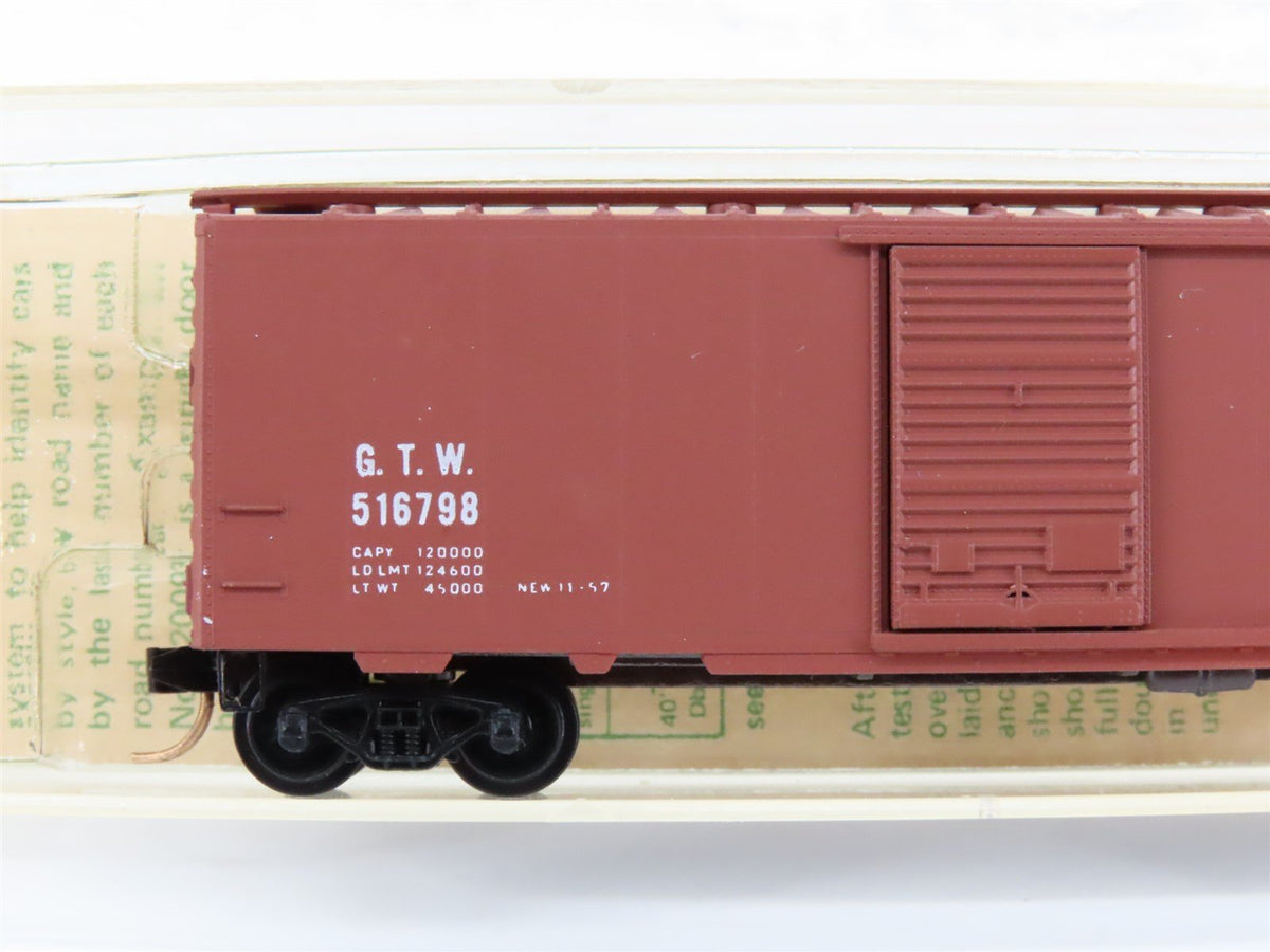 N Scale Kadee Micro-Trains MTL 20018 GTW Railroad 40&#39; Box Car #516798 Blue Label