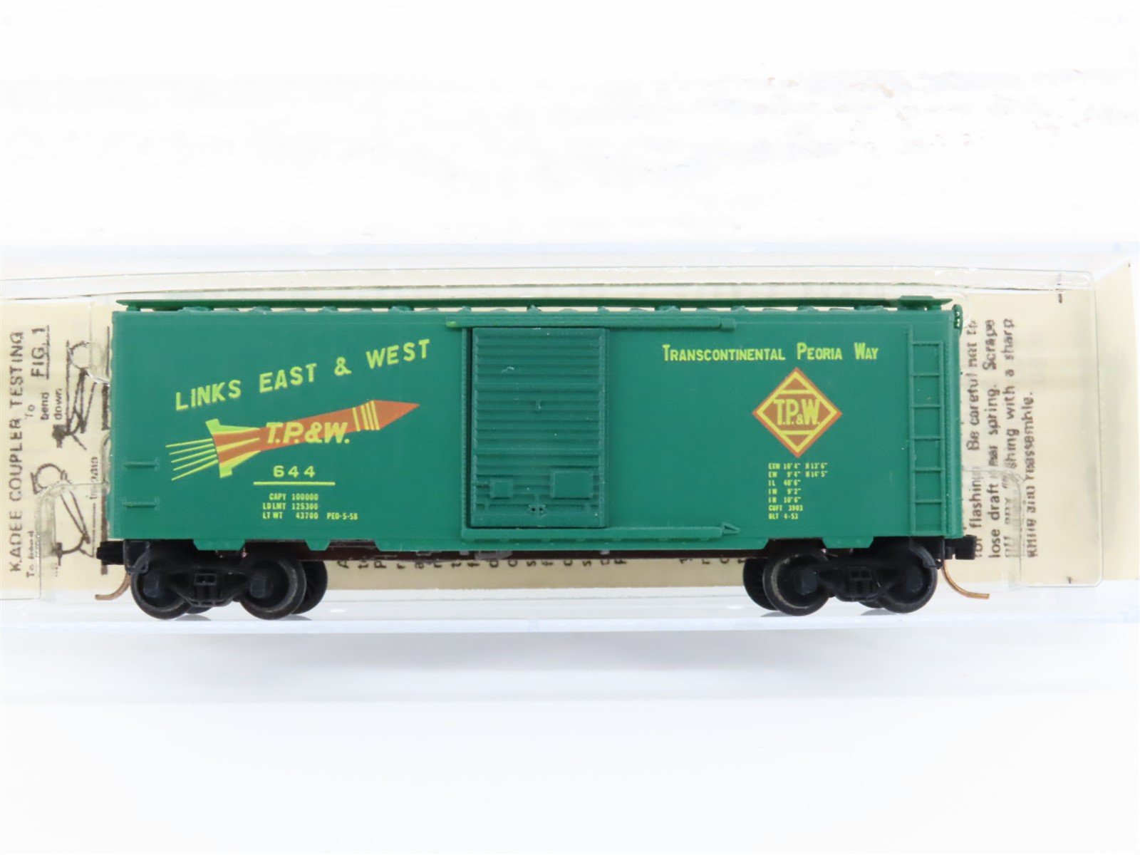 N Scale Kadee Micro-Trains MTL 20120 TP&W Railroad 40' Single Door Box Car #644