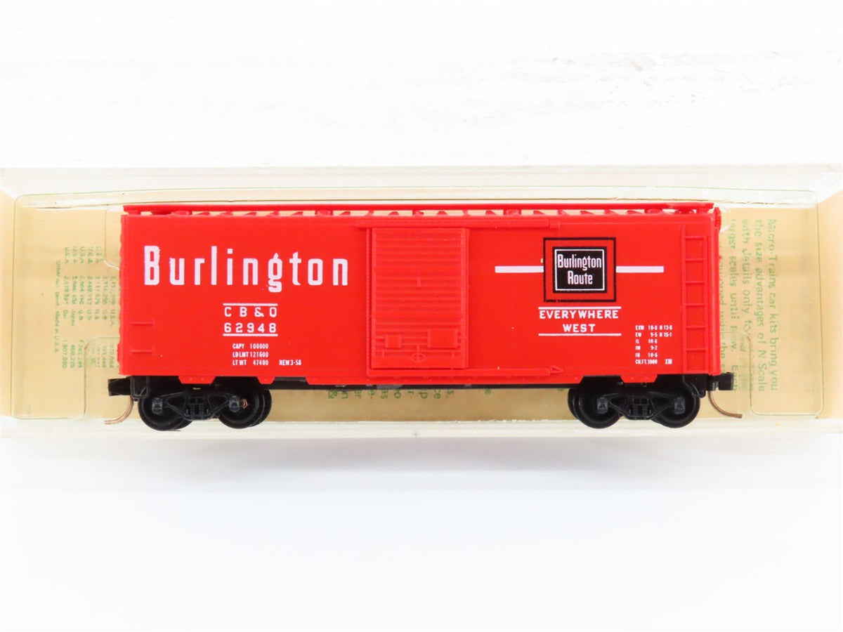 N Kadee Micro-Trains MTL 20338 CB&amp;Q Burlington 40&#39; Box Car #62948 - Blue Label