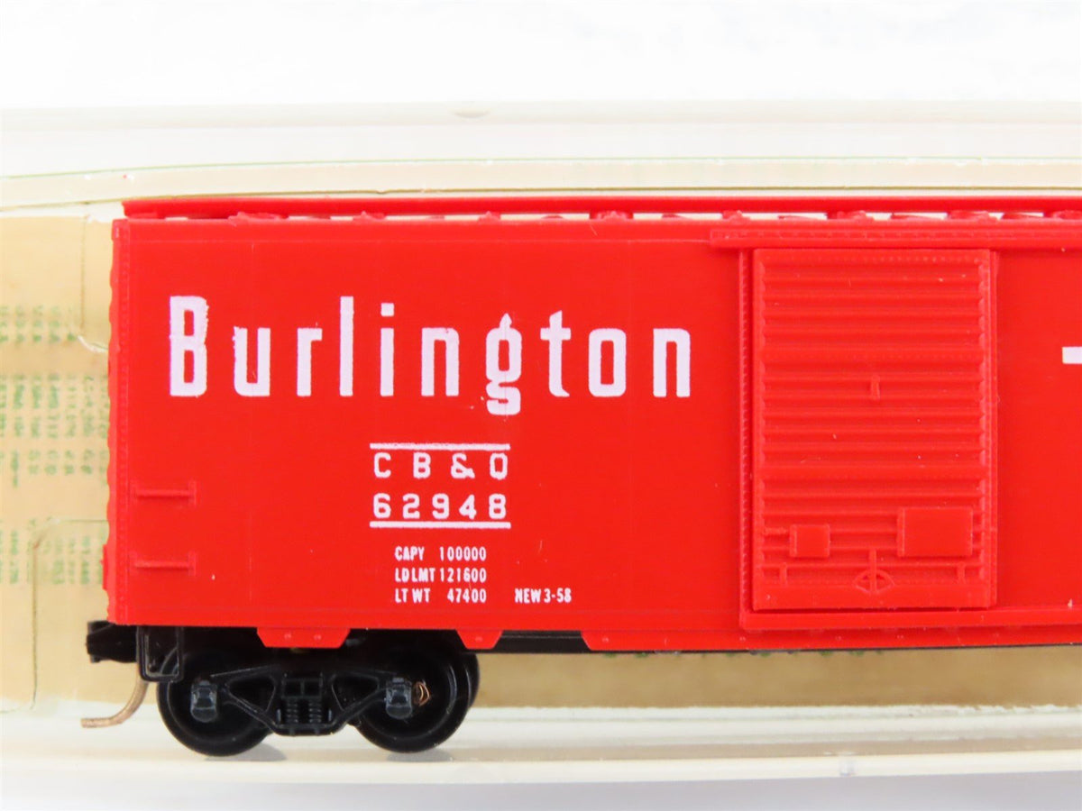 N Kadee Micro-Trains MTL 20338 CB&amp;Q Burlington 40&#39; Box Car #62948 - Blue Label