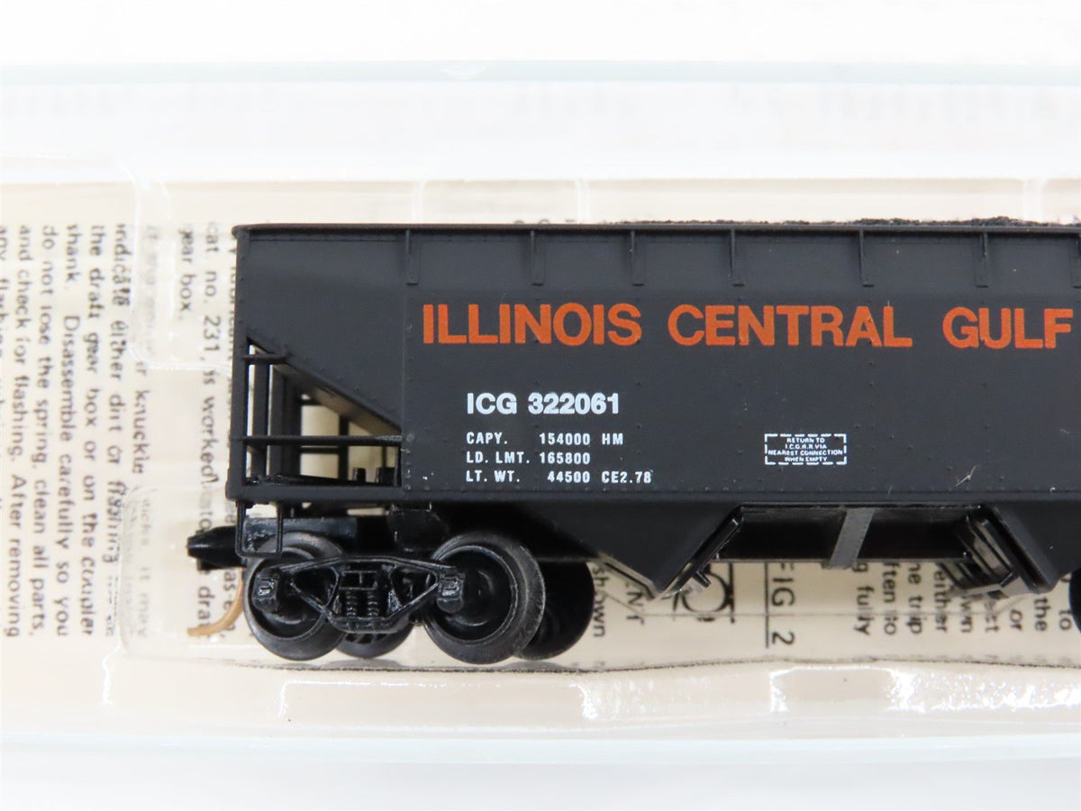 N Kadee Micro-Trains MTL 55142 ICG Illinois Central Gulf 2-Bay Hopper #322061