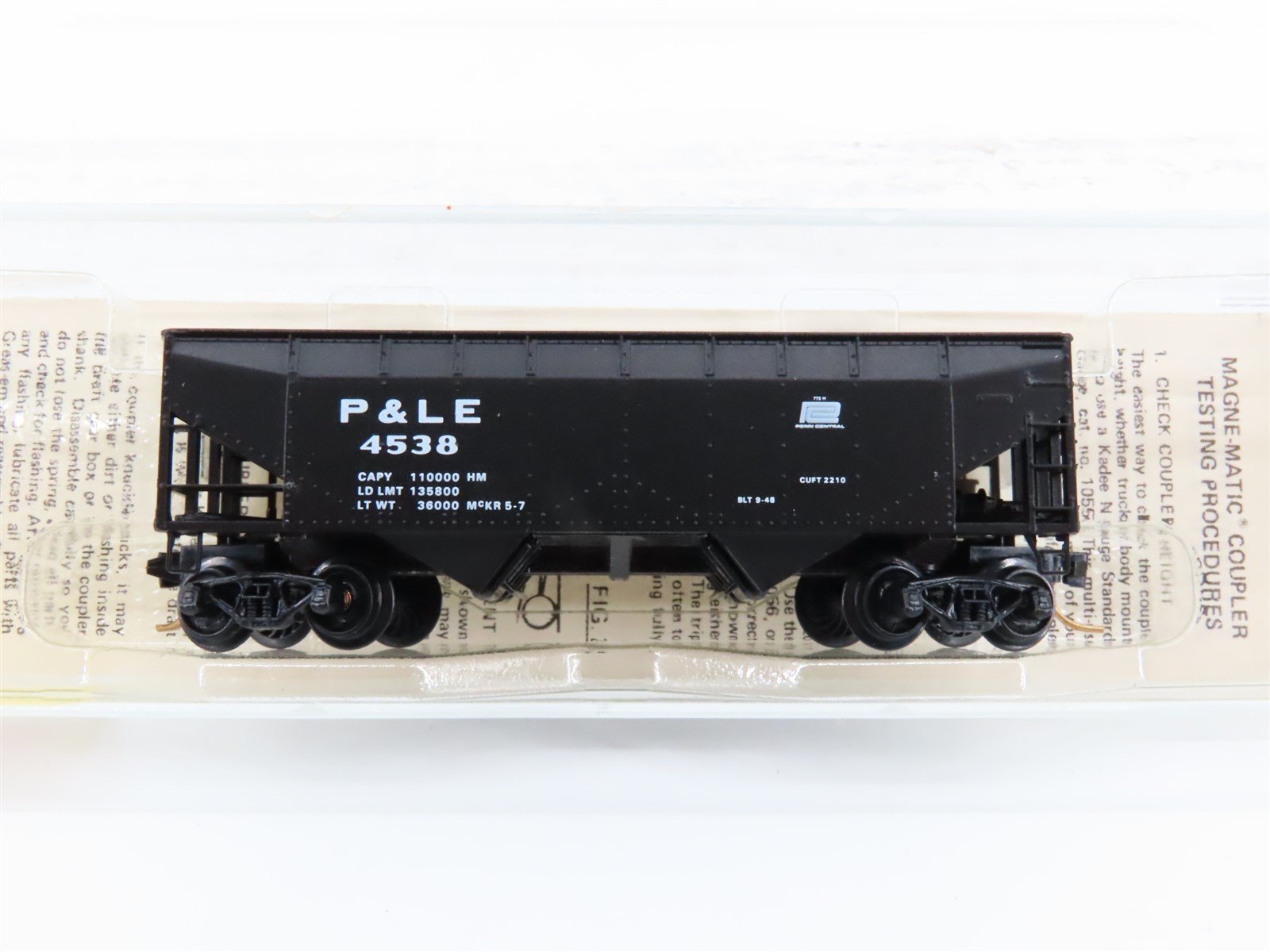 N Kadee Micro-Trains MTL 55230 P&LE Pittsburgh & Lake Erie 2-Bay Hopper #4538