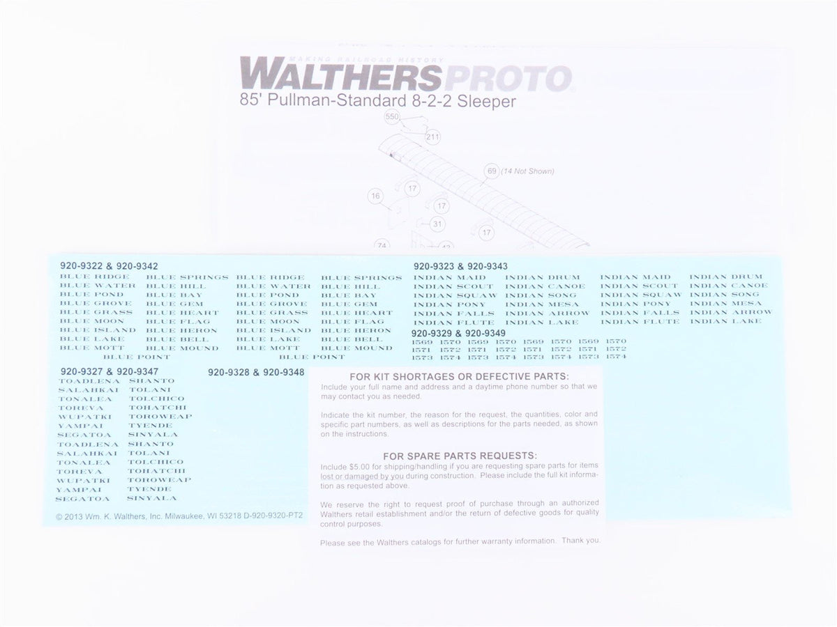 HO Walthers Proto 920-9347 ATSF Santa Fe 85&#39; P-S 8-2-2 Sleeper Passenger Car