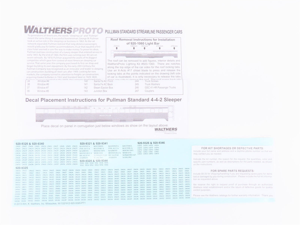 HO Walthers Proto 920-9321 ATSF Santa Fe 85&#39; P-S 4-4-2 Sleeper Passenger Car