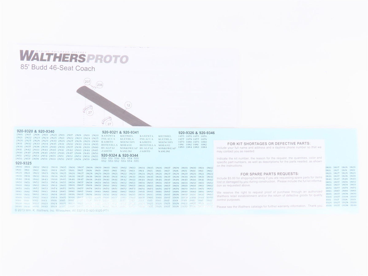 HO Walthers Proto 920-9320 ATSF Santa Fe 85&#39; Budd 46-Seat Passenger Car