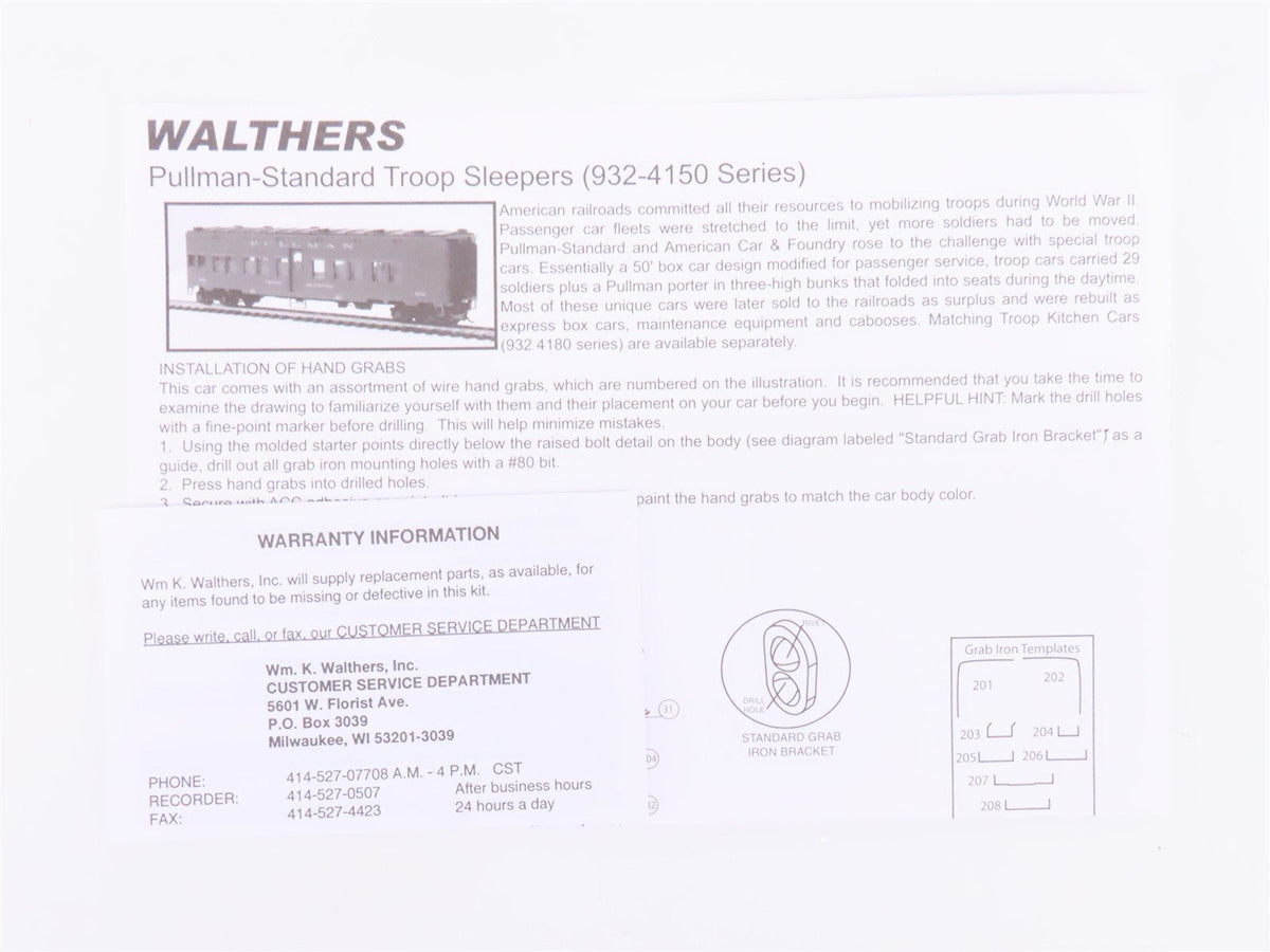 HO Scale Walthers 932-34151 Pullman PS Troop Sleeper Passenger Car 3-Pack