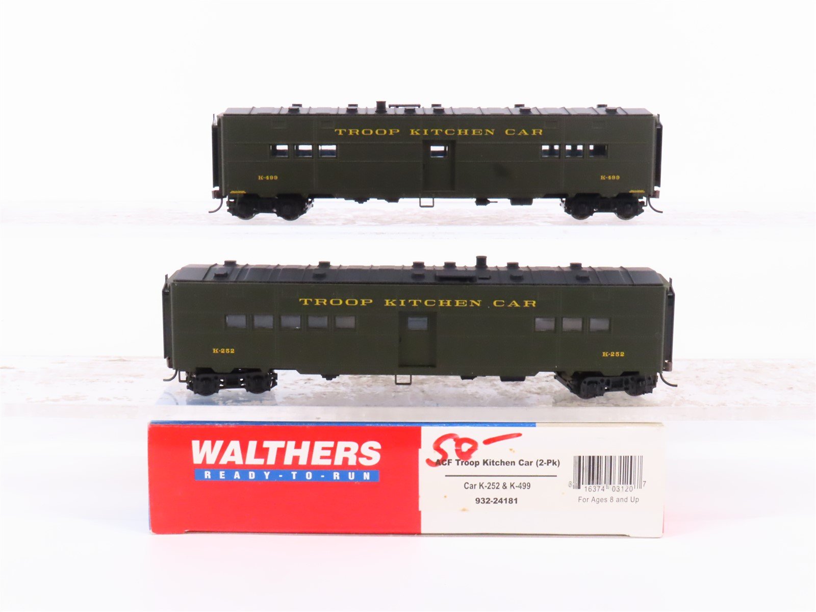 HO Scale Walthers 932-24181 ACF Troop Kitchen Passenger Car 2-Pack