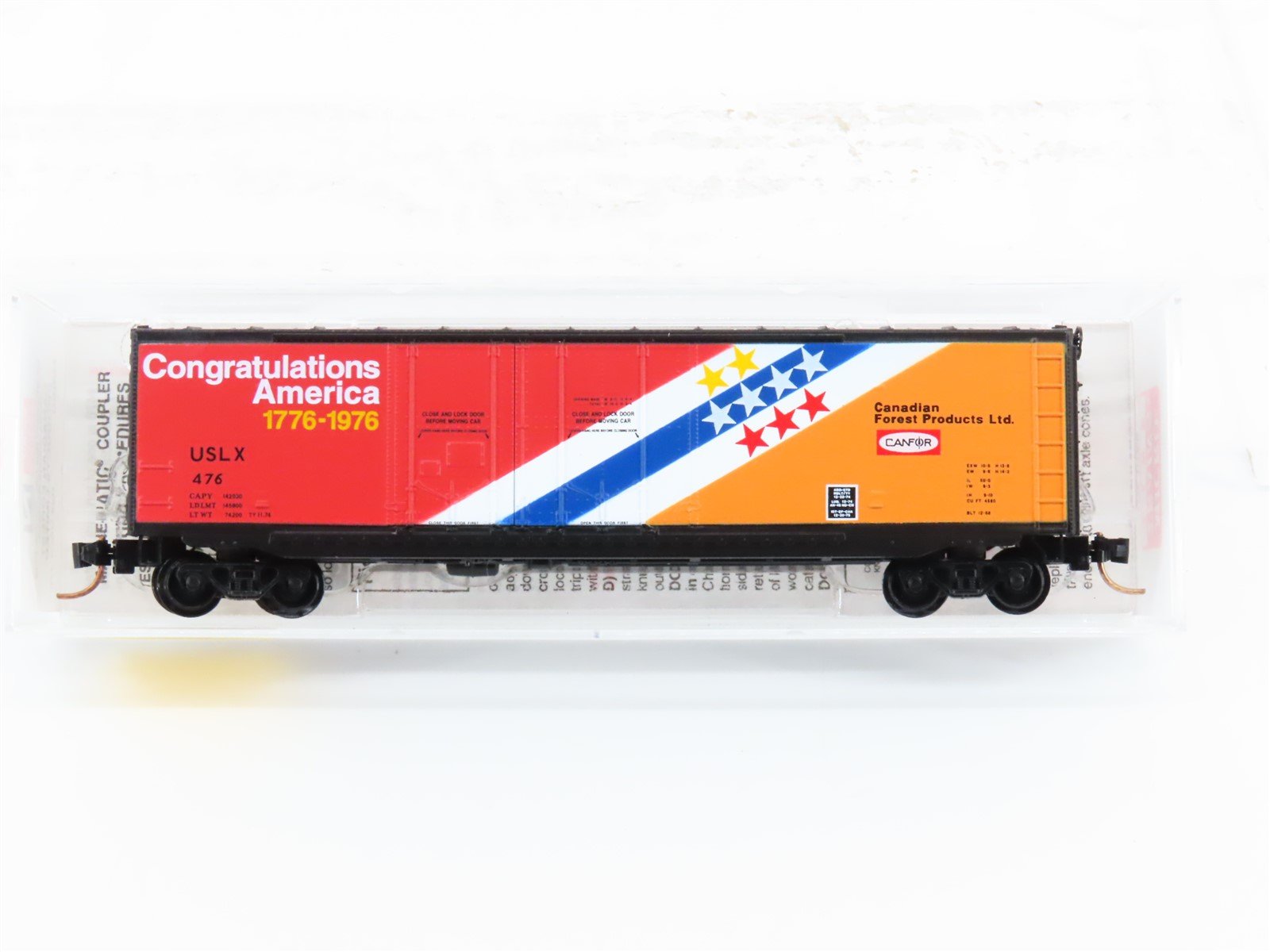 N Scale Micro-Trains MTL 75050 USLX CANFOR 1776-1976 50' Box Car #476