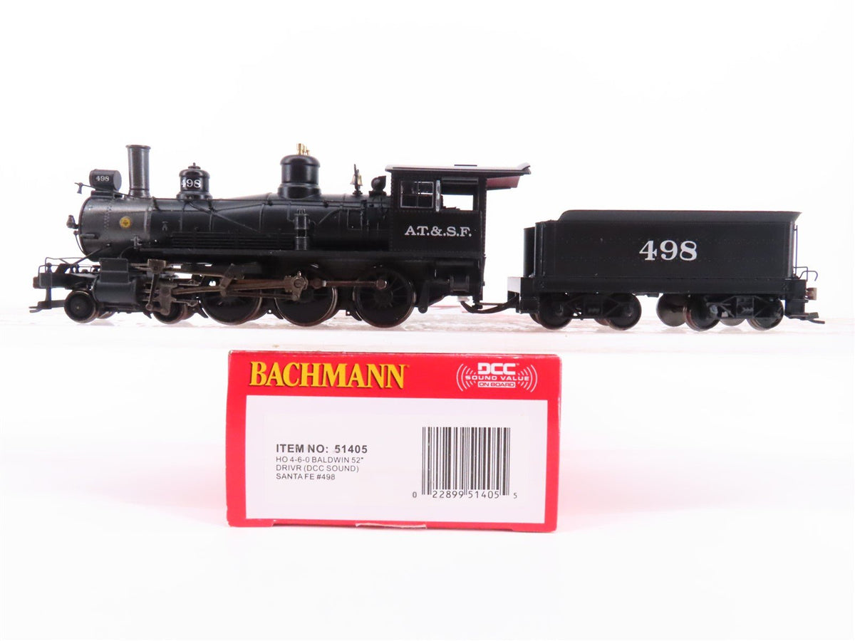 HO Scale Bachmann 51405 ATSF Santa Fe Baldwin 4-6-0 Steam #498 w/ DCC &amp; Sound