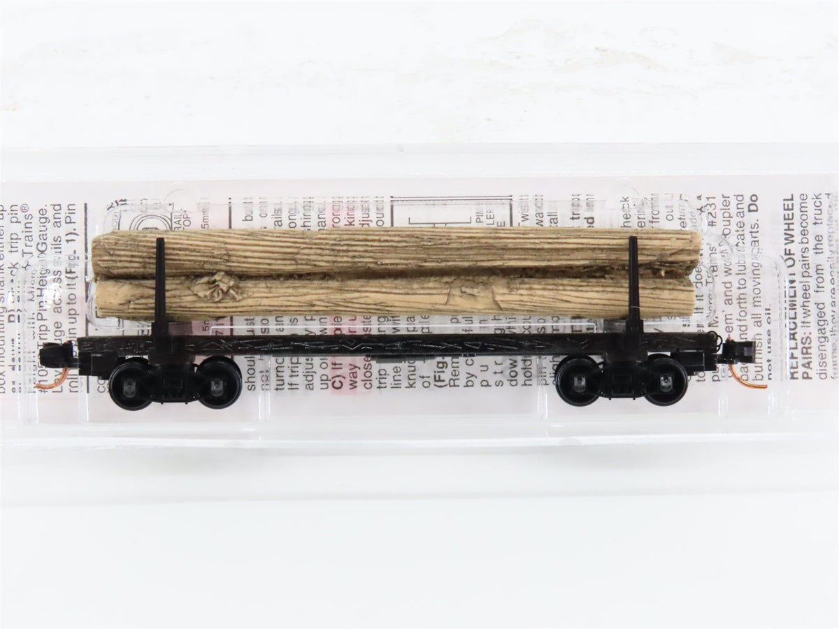 N Micro-Trains MTL 11400050 Unlettered 40&#39; Modern Log Car w/ Uprights &amp; Load