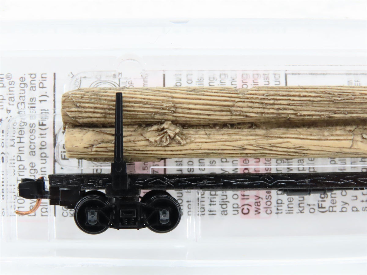 N Micro-Trains MTL 11400050 Unlettered 40&#39; Modern Log Car w/ Uprights &amp; Load