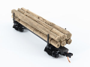 N Micro-Trains MTL 11400050 Unlettered 40' Modern Log Car w/ Uprights & Load