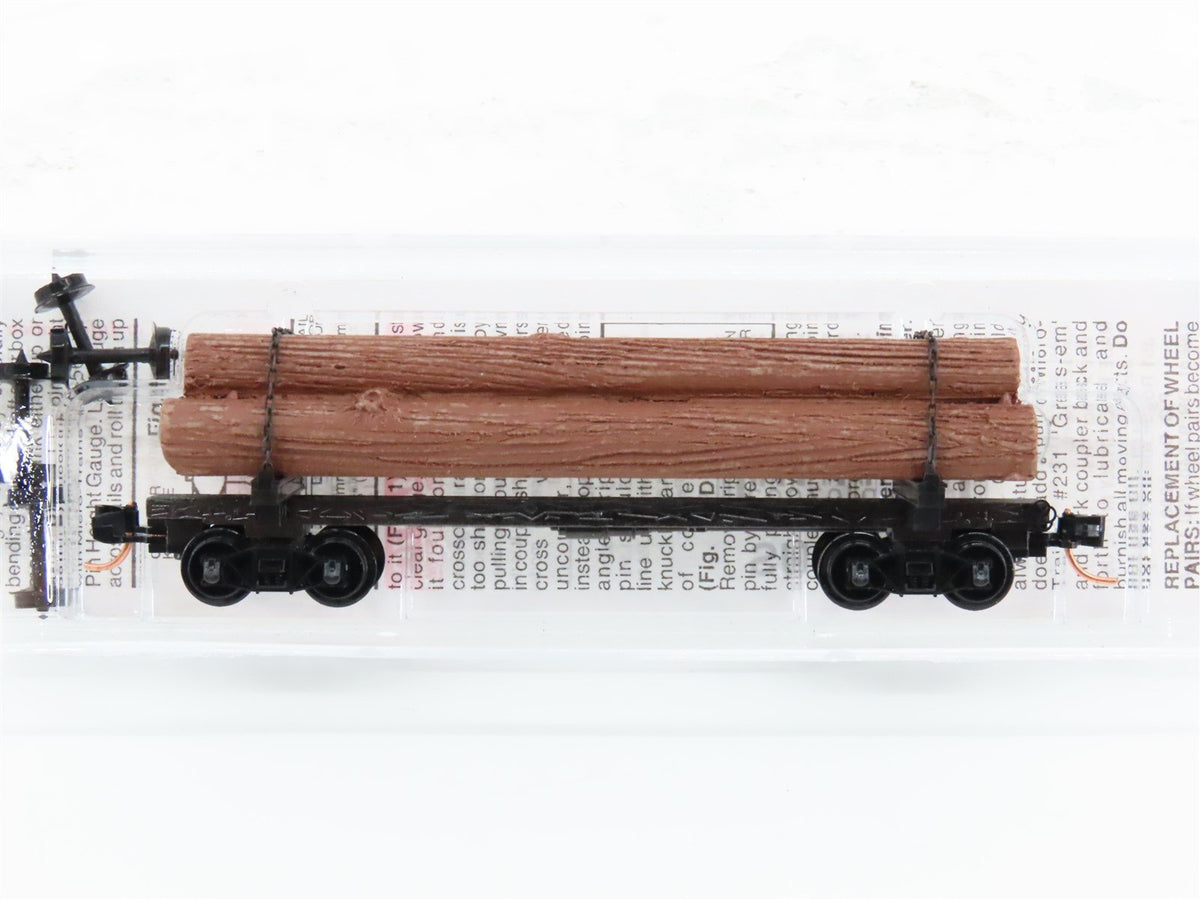 N Scale Micro-Trains MTL 113010 Unlettered 40&#39; Skeleton Log Car w/ Load