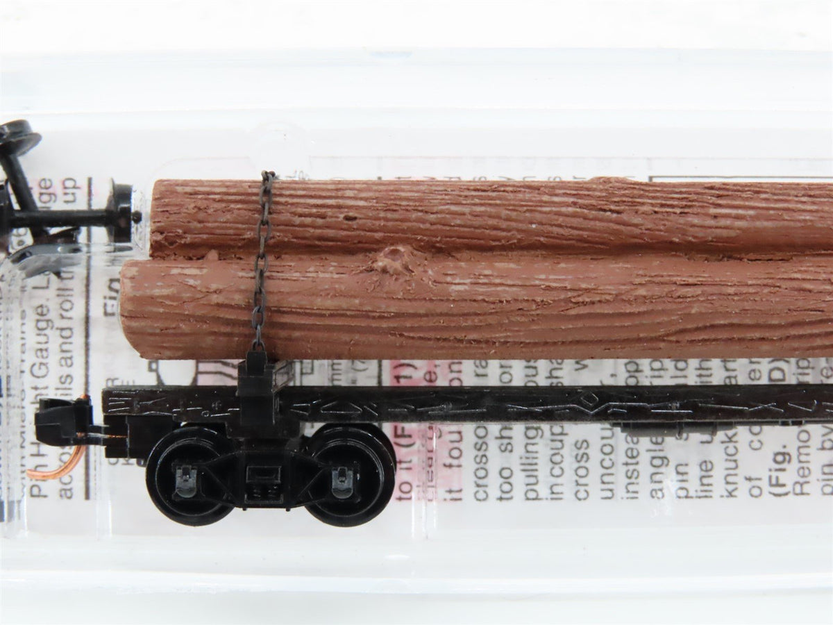 N Scale Micro-Trains MTL 113010 Unlettered 40&#39; Skeleton Log Car w/ Load