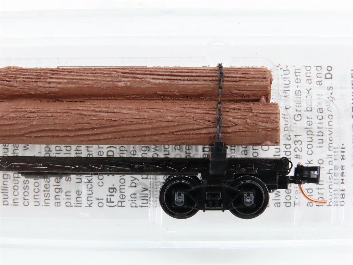 N Scale Micro-Trains MTL 113010 Unlettered 40&#39; Skeleton Log Car w/ Load