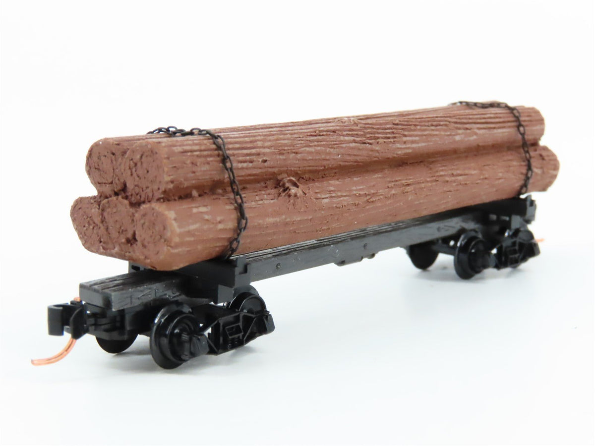 N Scale Micro-Trains MTL 113010 Unlettered 40&#39; Skeleton Log Car w/ Load